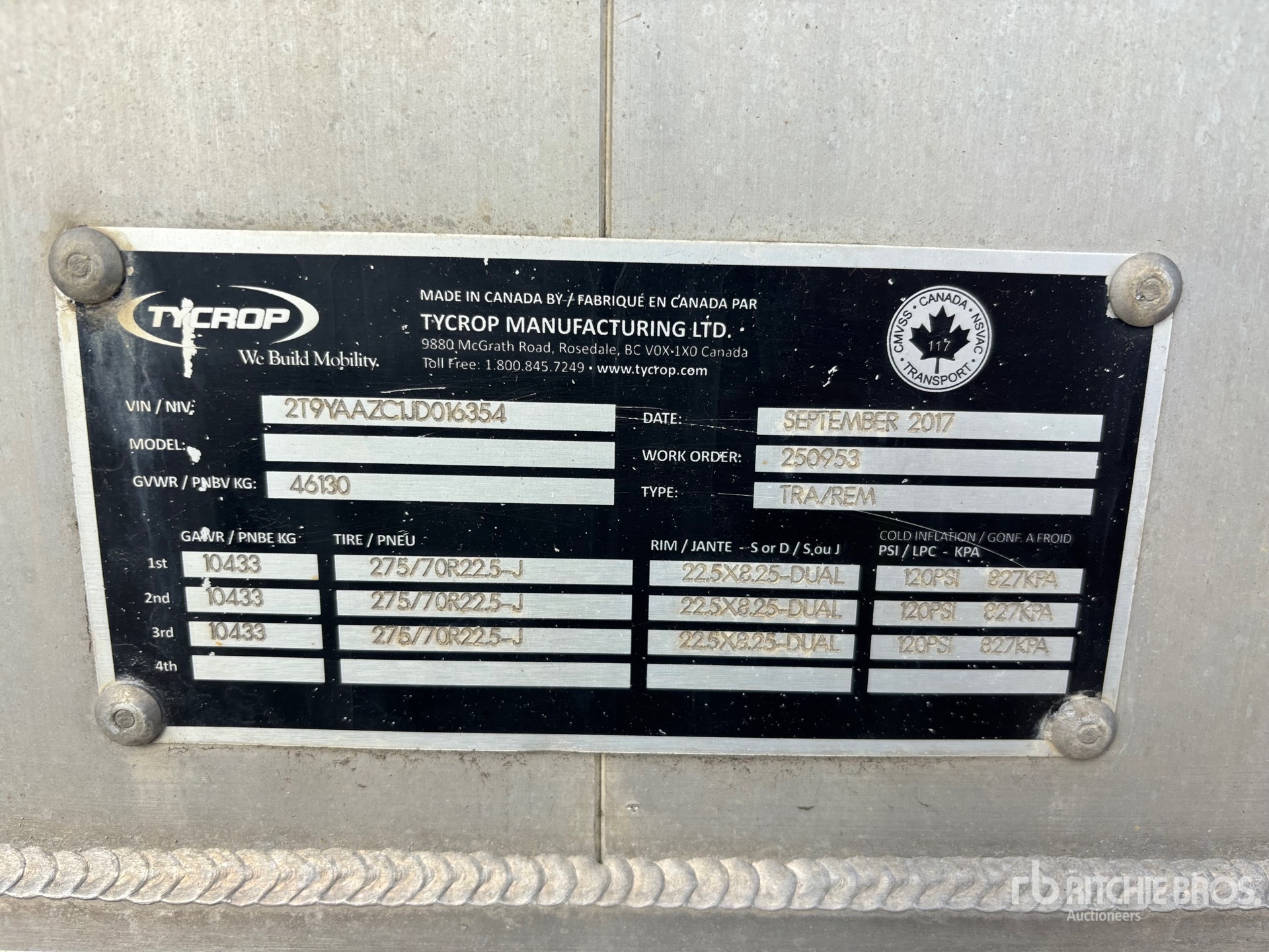 General Appearance with Serial Number / VIN