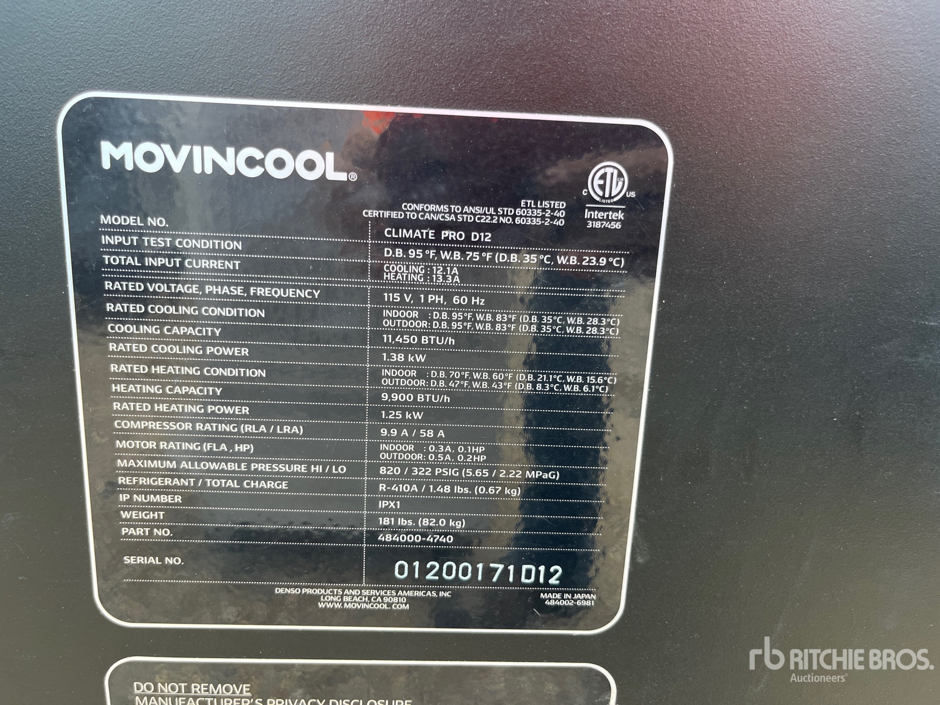General Appearance with Serial Number / VIN