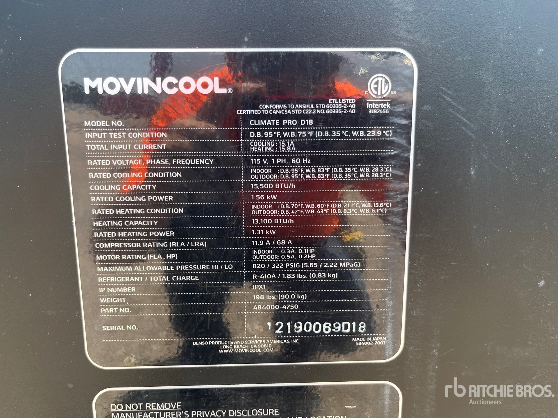 General Appearance with Serial Number / VIN