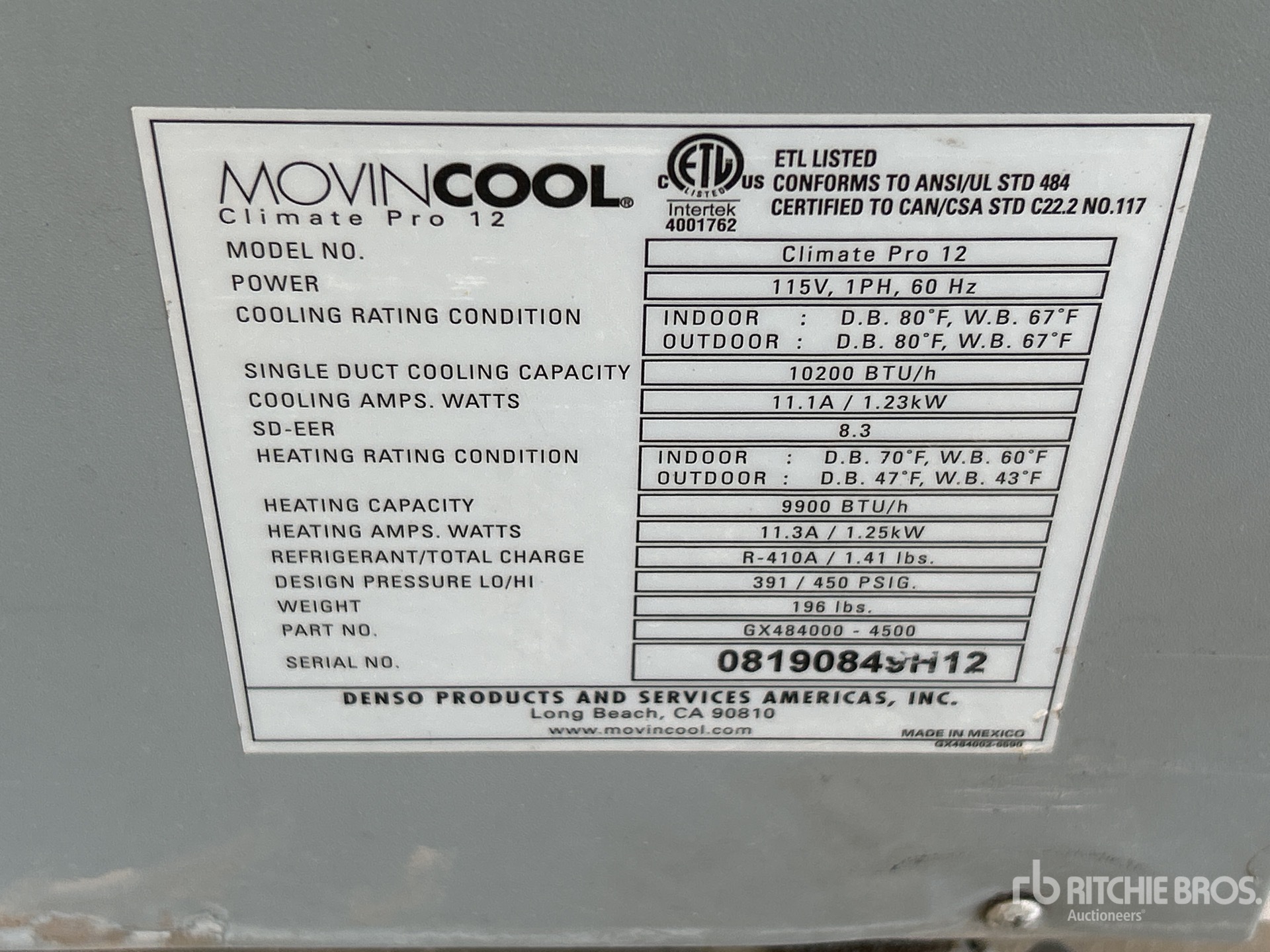 General Appearance with Serial Number / VIN