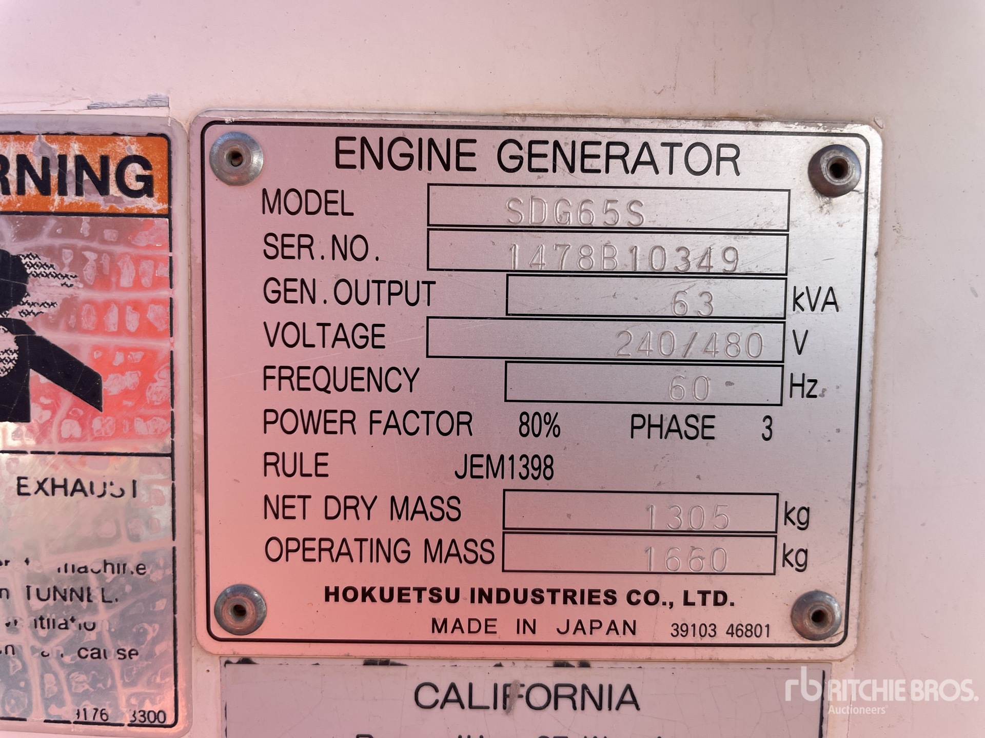General Appearance with Serial Number / VIN