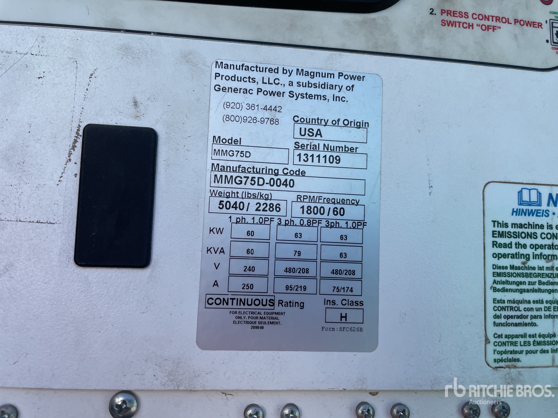 General Appearance with Serial Number / VIN