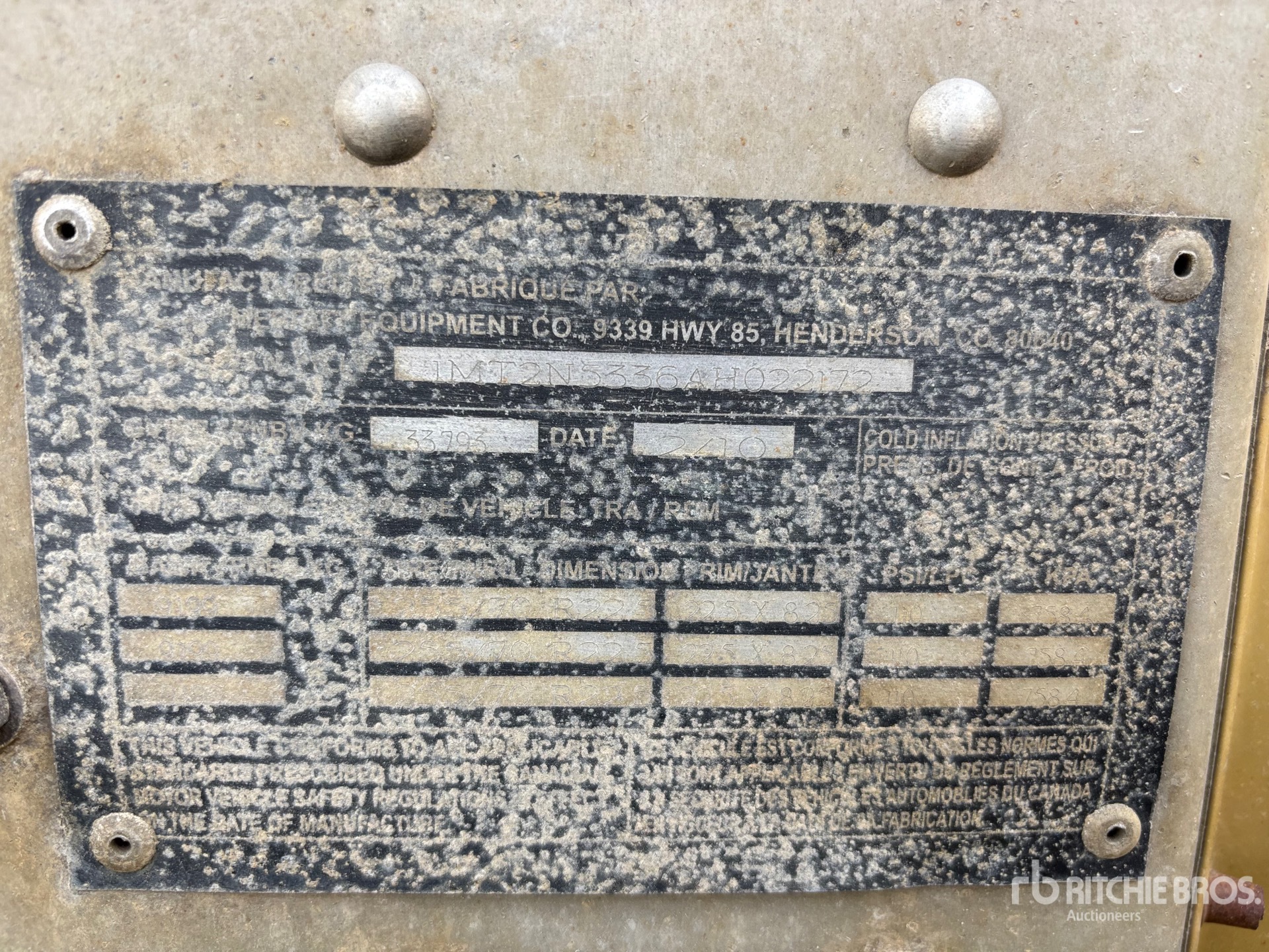 General Appearance with Serial Number / VIN