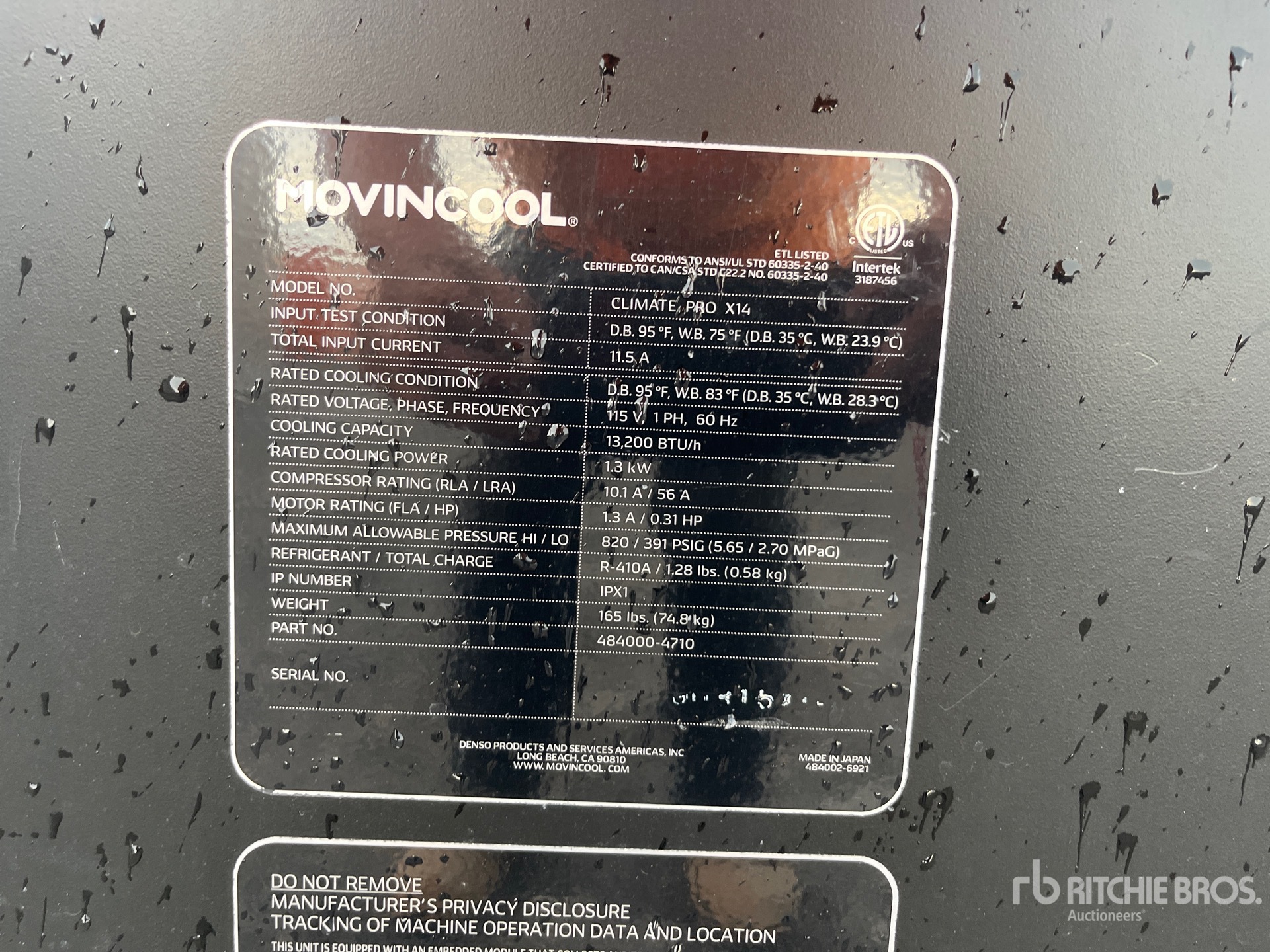 General Appearance with Serial Number / VIN