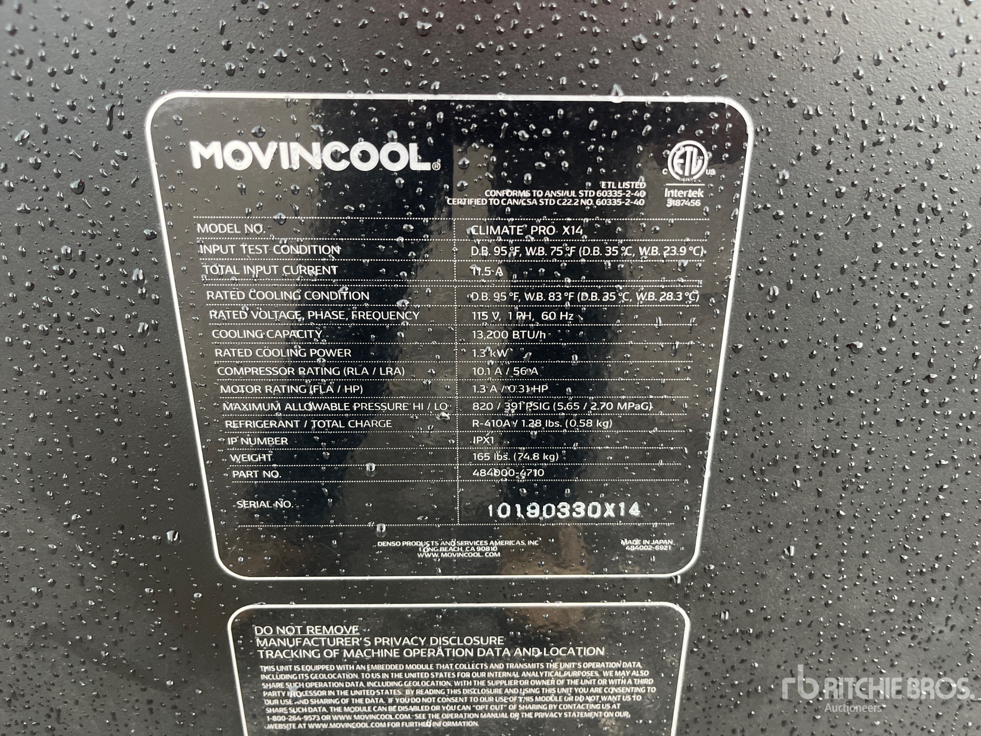 General Appearance with Serial Number / VIN