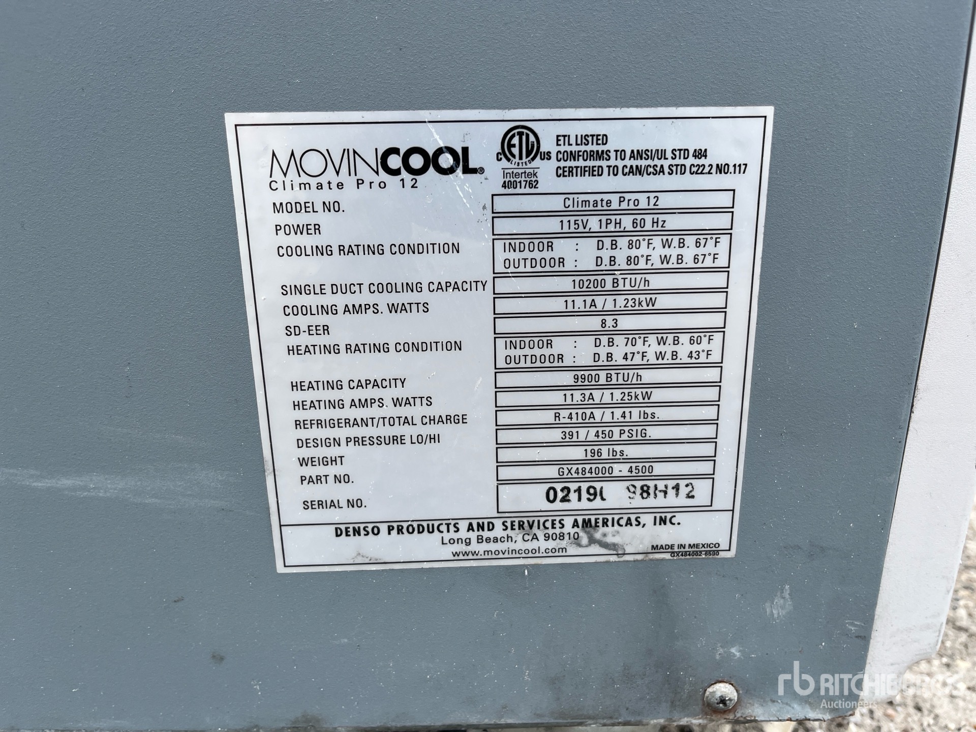 General Appearance with Serial Number / VIN
