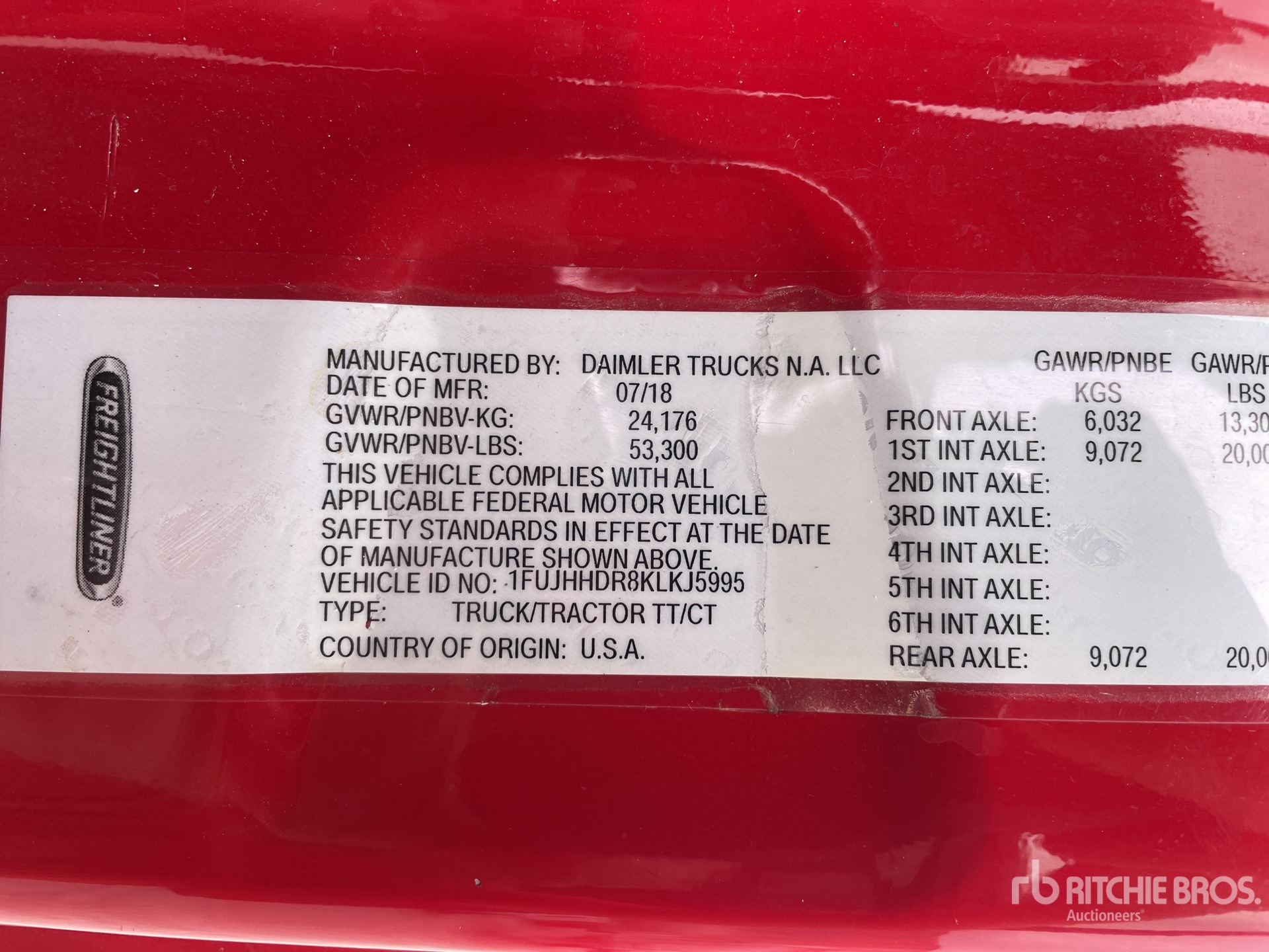 General Appearance with Serial Number / VIN