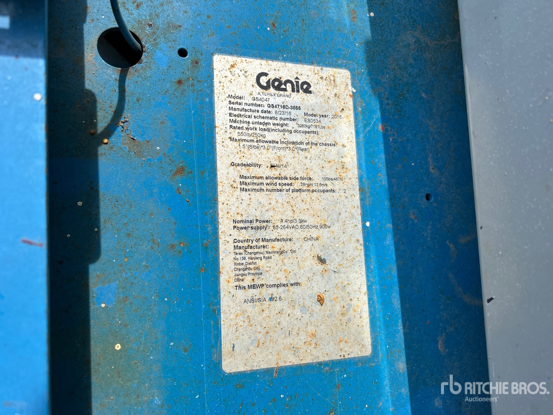 General Appearance with N.º de serie/VIN