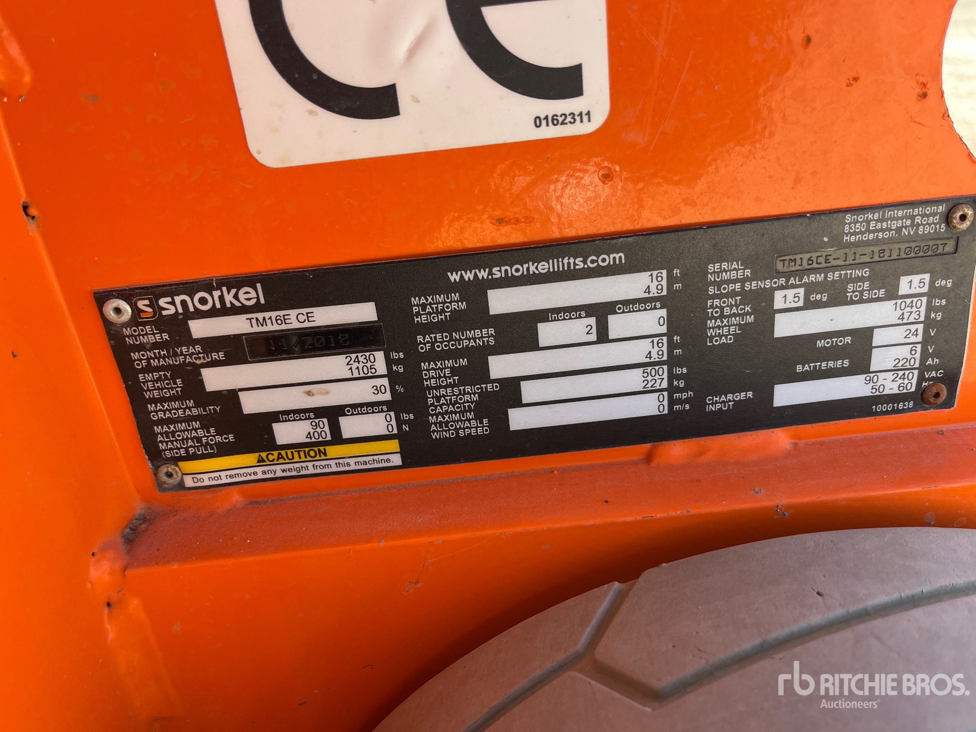 General Appearance with Serial Number / VIN