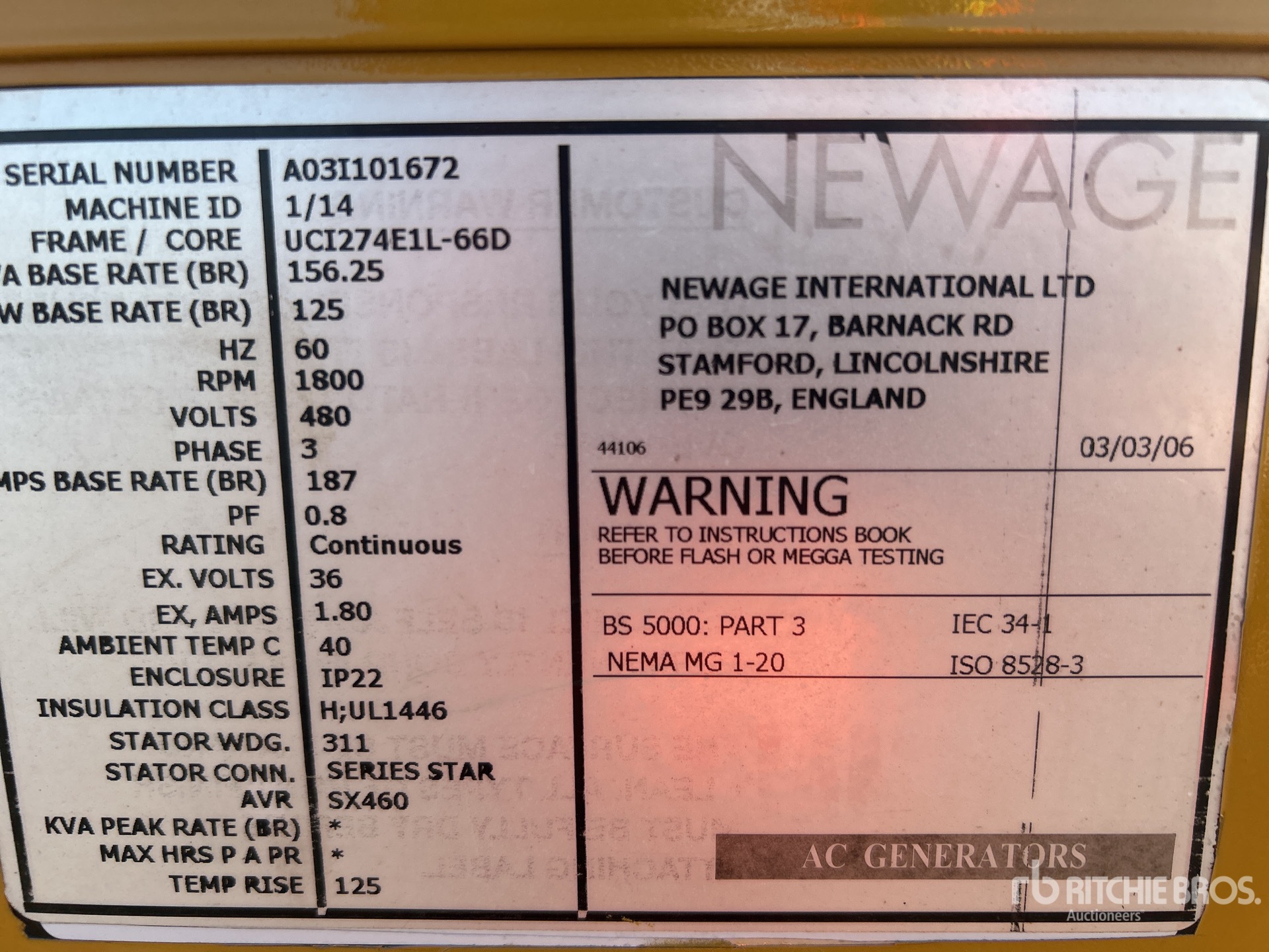 General Appearance with Serial Number / VIN