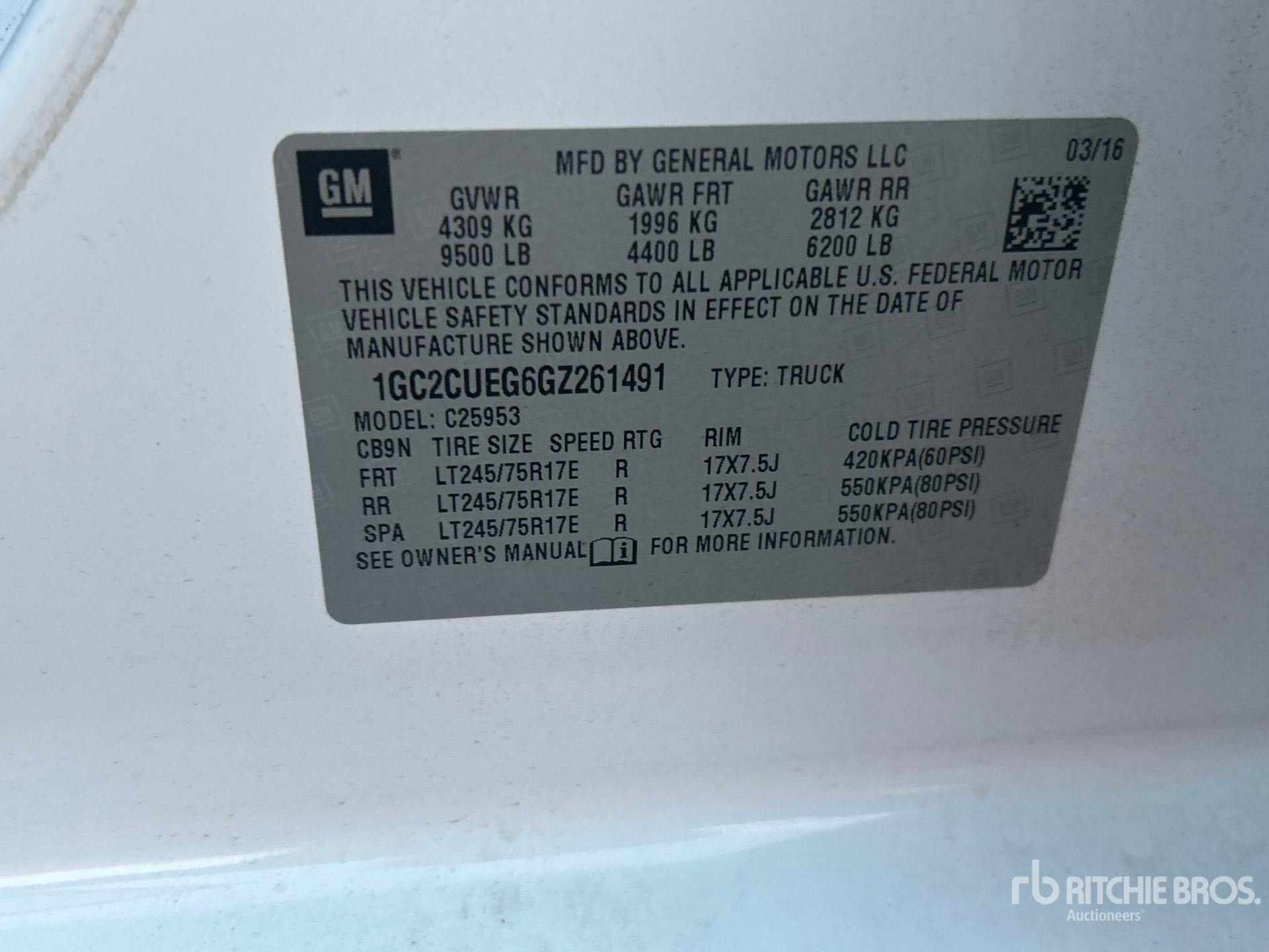 General Appearance with Serial Number / VIN