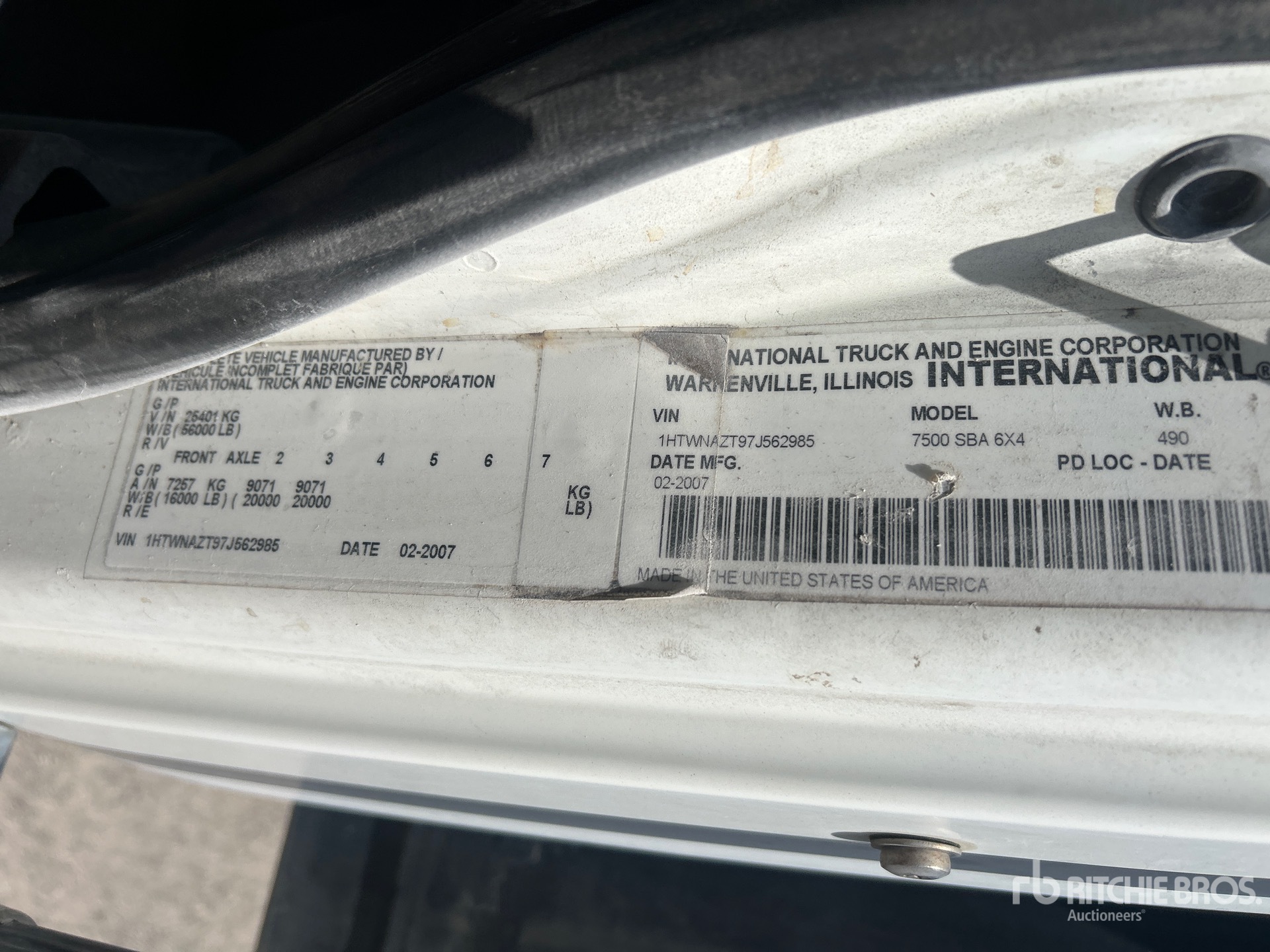 General Appearance with Serial Number / VIN