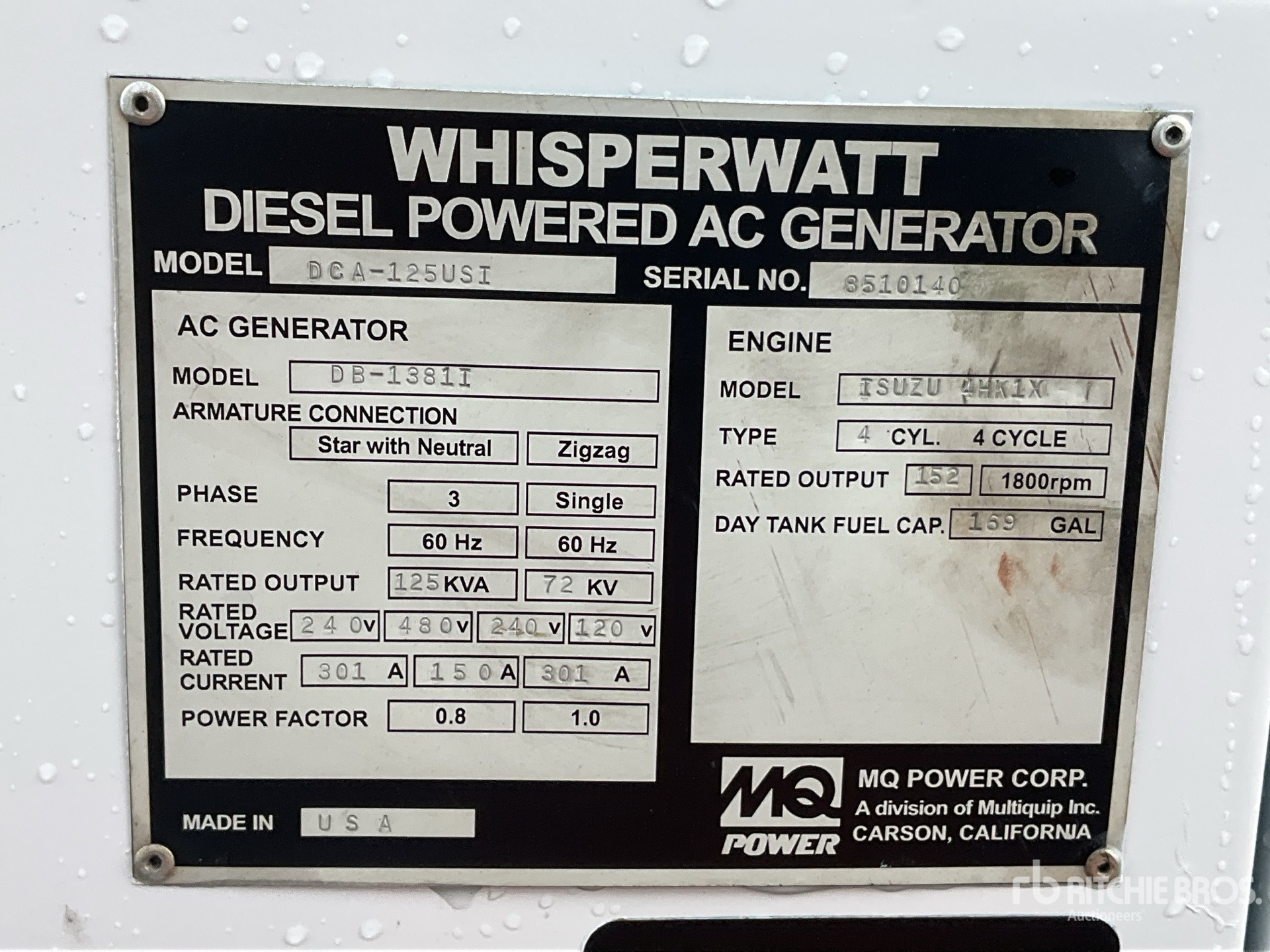 General Appearance with Serial Number / VIN