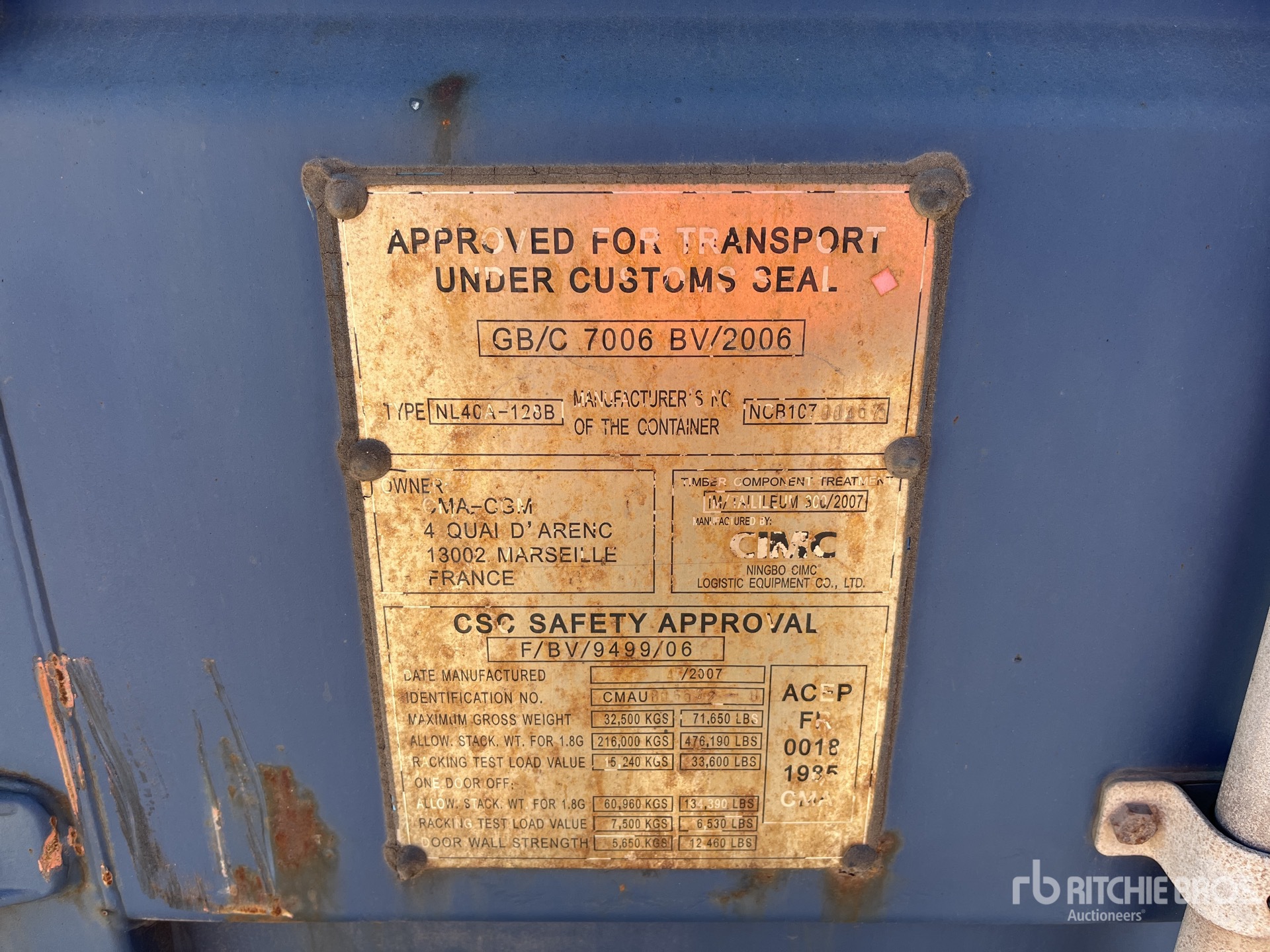 General Appearance with Serial Number / VIN