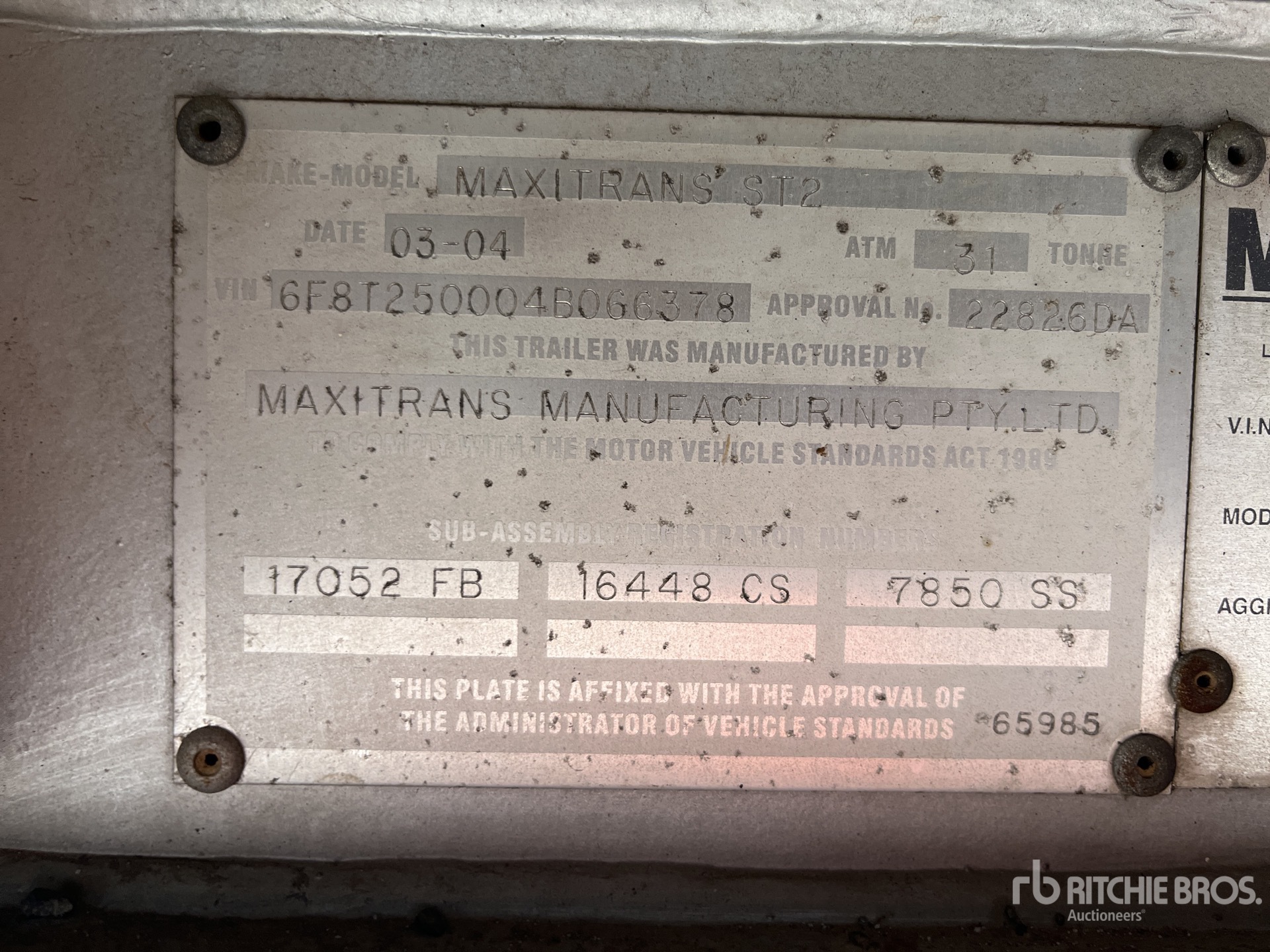 General Appearance with Serial Number / VIN