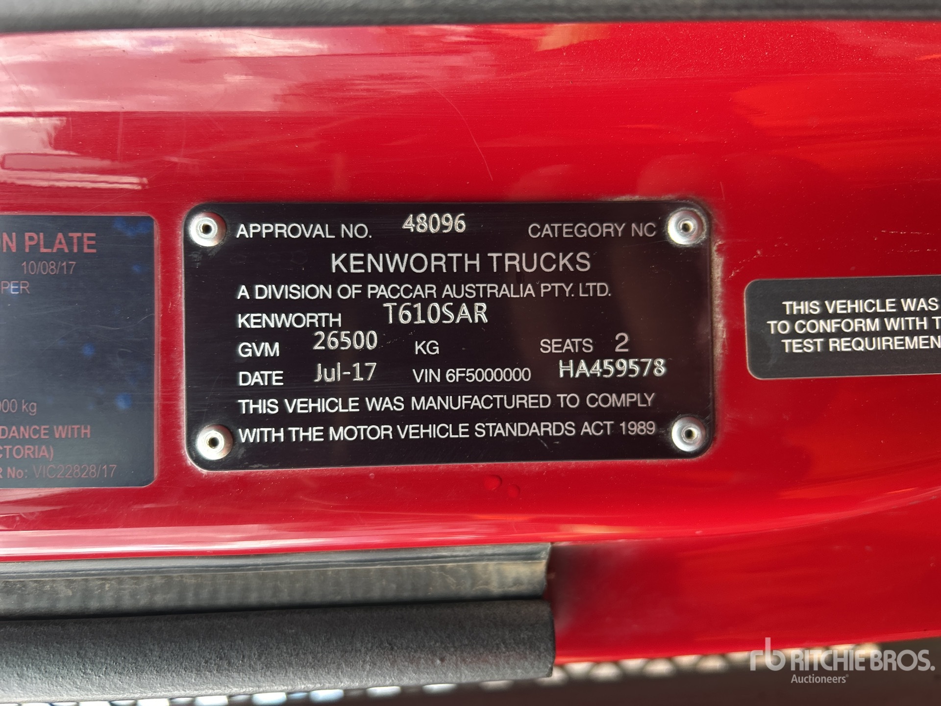 General Appearance with Serial Number / VIN