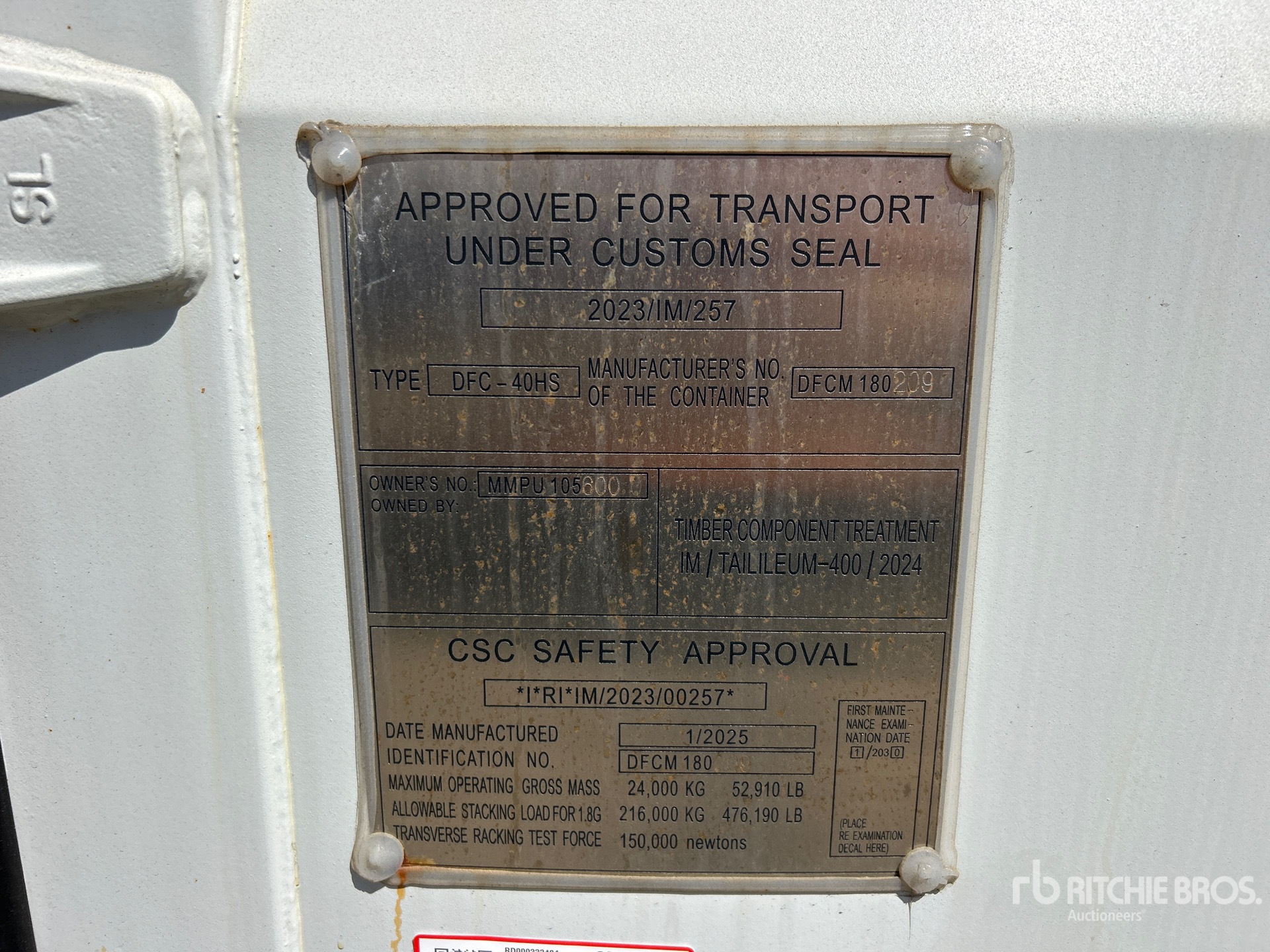 General Appearance with Serial Number / VIN