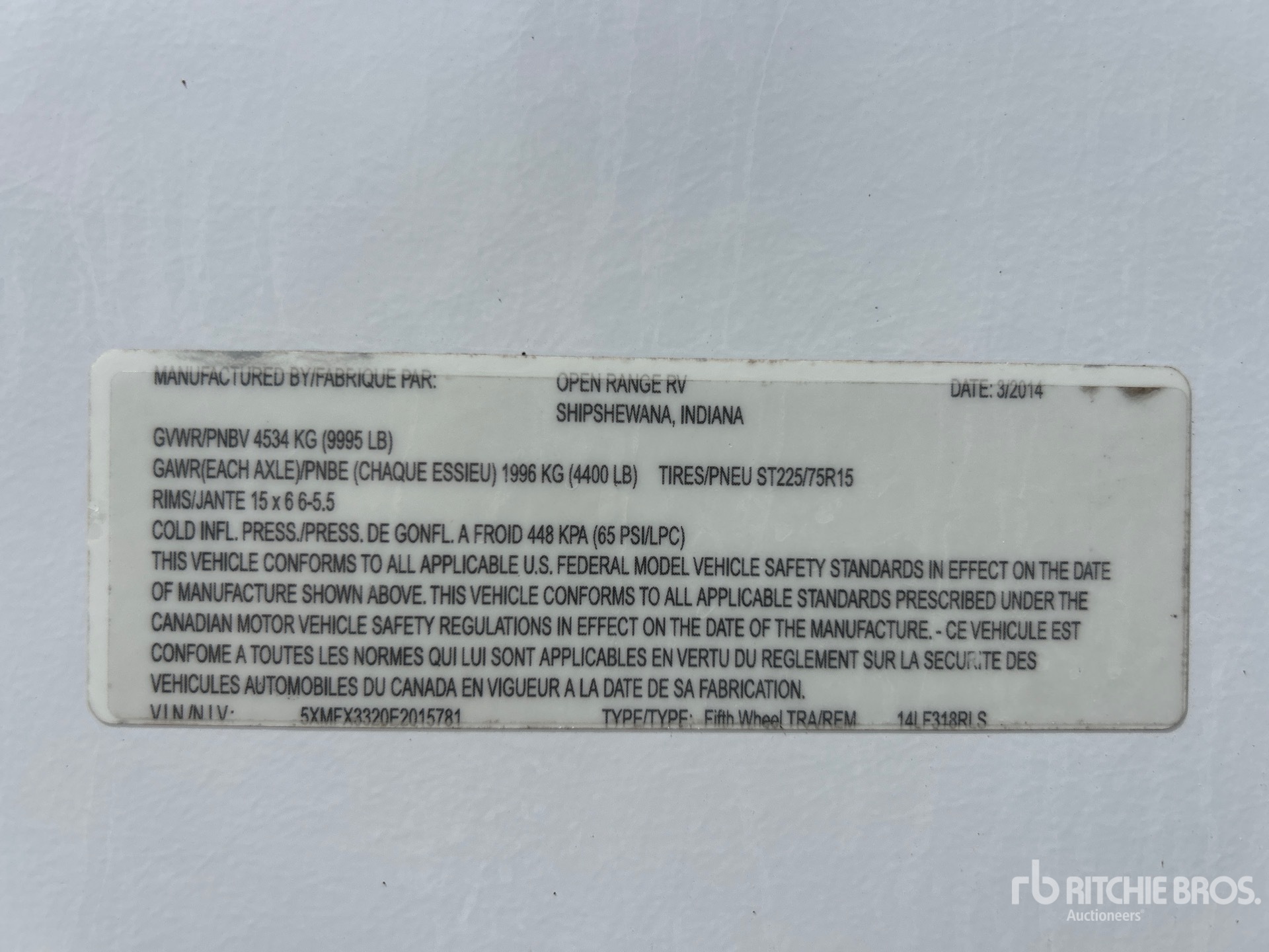 General Appearance with Serial Number / VIN