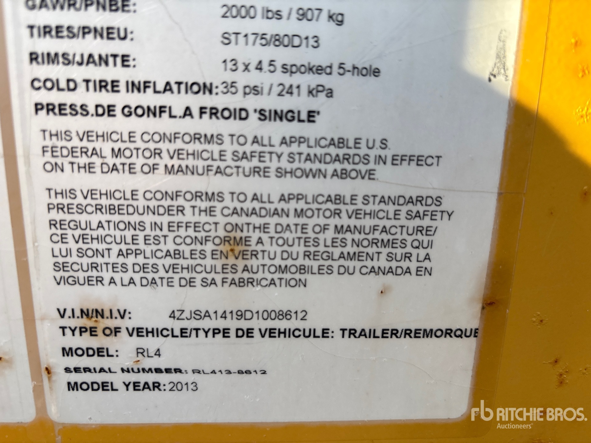 General Appearance with Serial Number / VIN