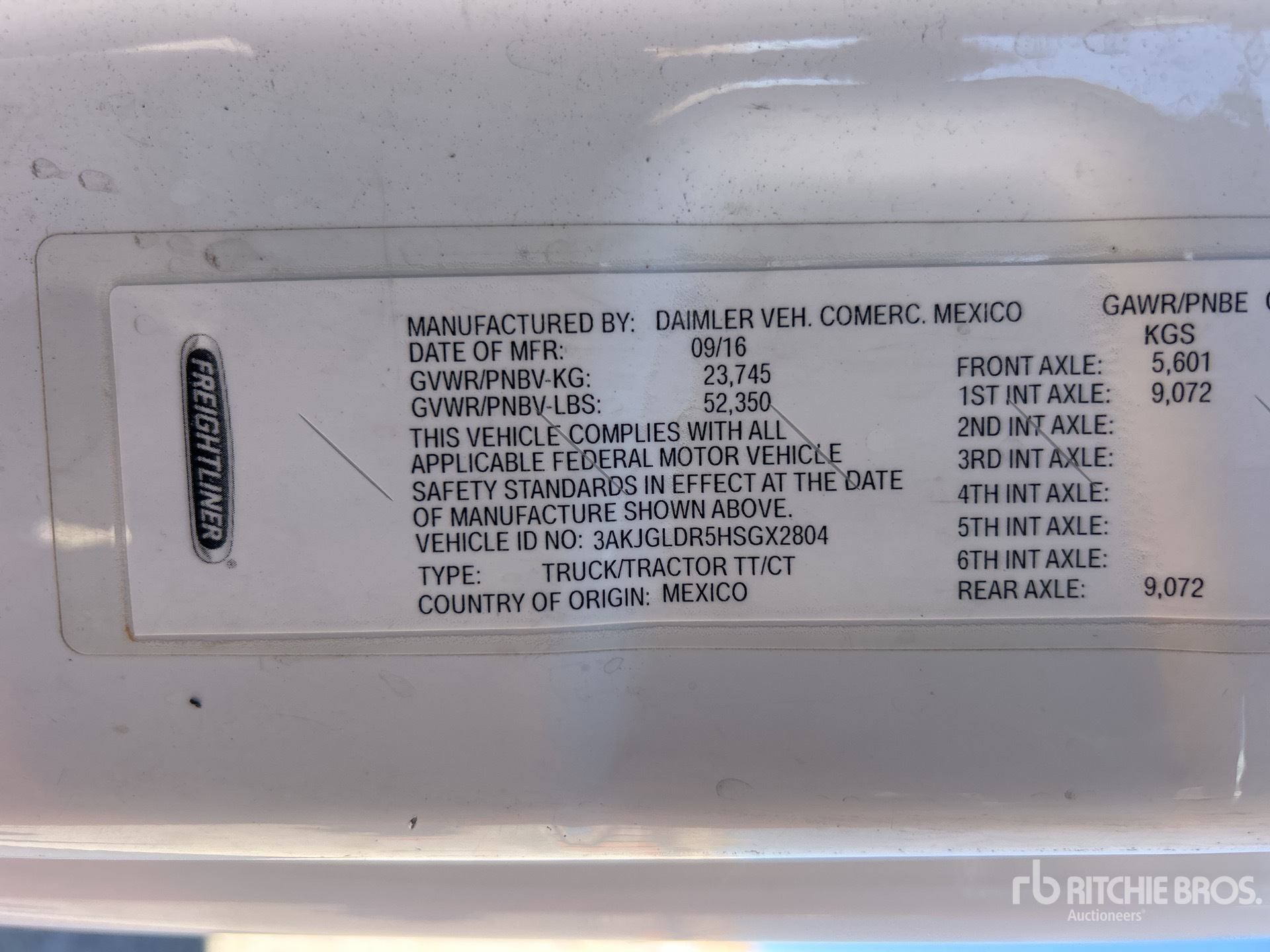 General Appearance with Serial Number / VIN