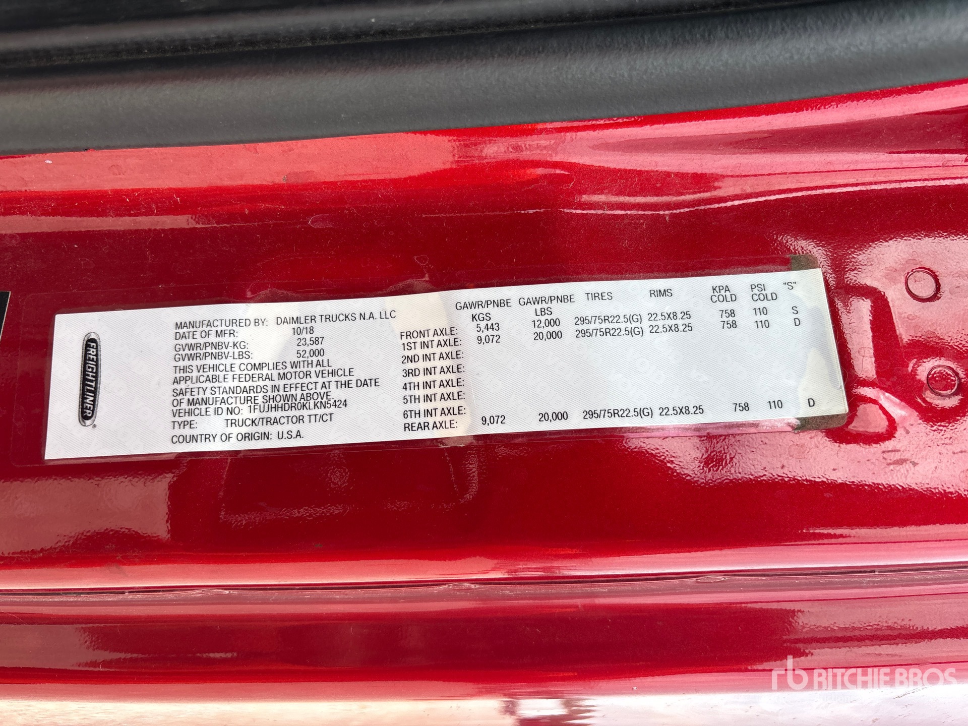 General Appearance with Serial Number / VIN