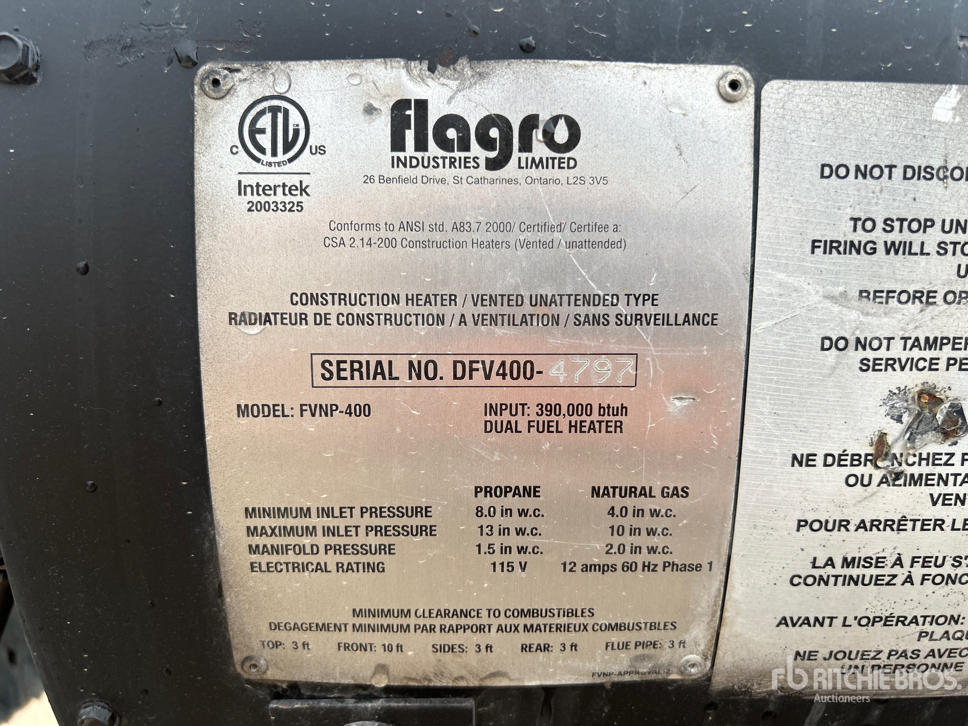 General Appearance with Serial Number / VIN