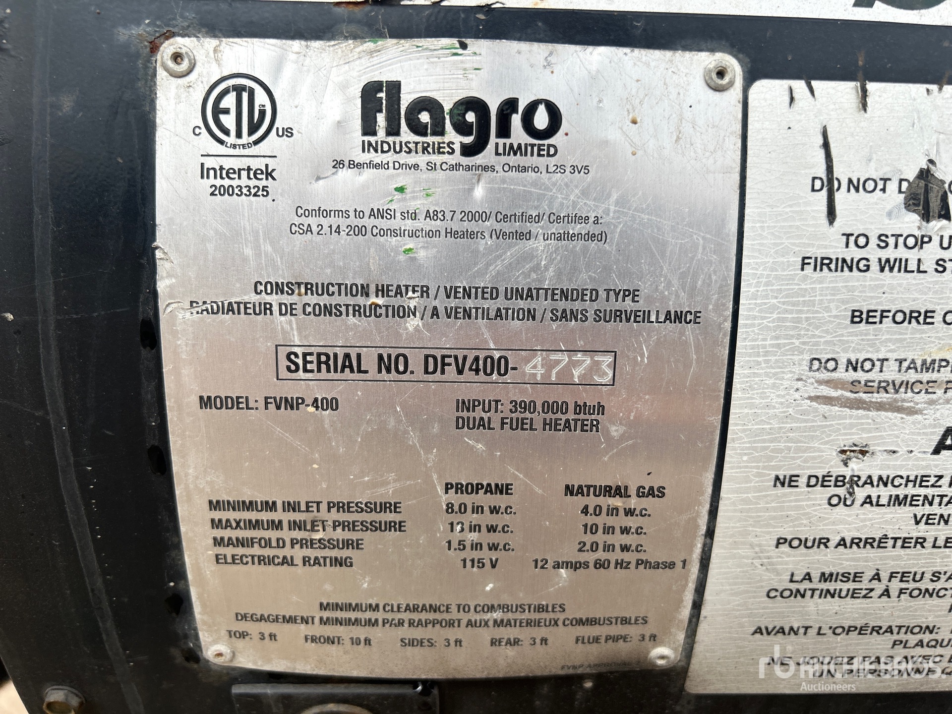 General Appearance with Serial Number / VIN