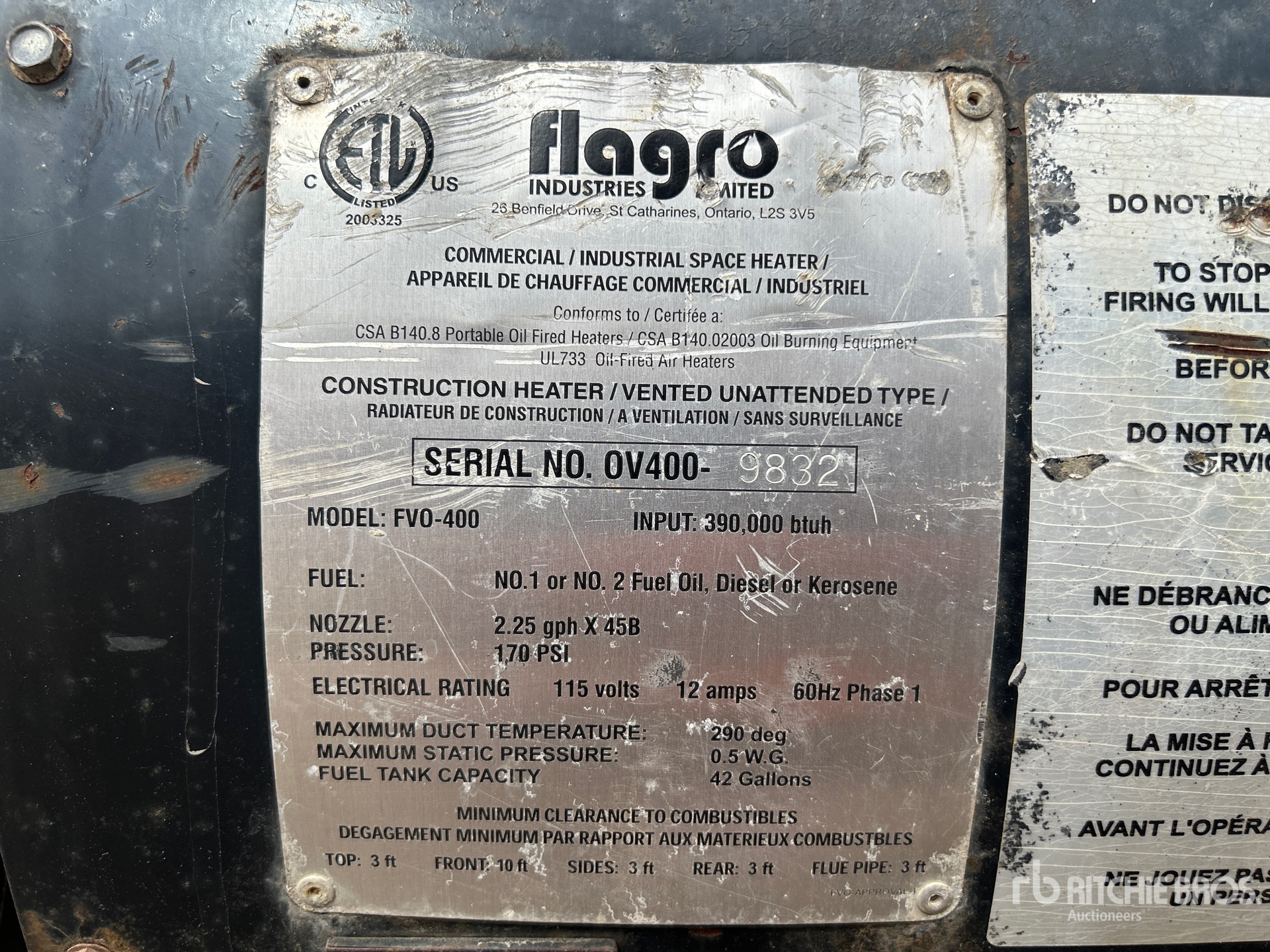 General Appearance with Serial Number / VIN