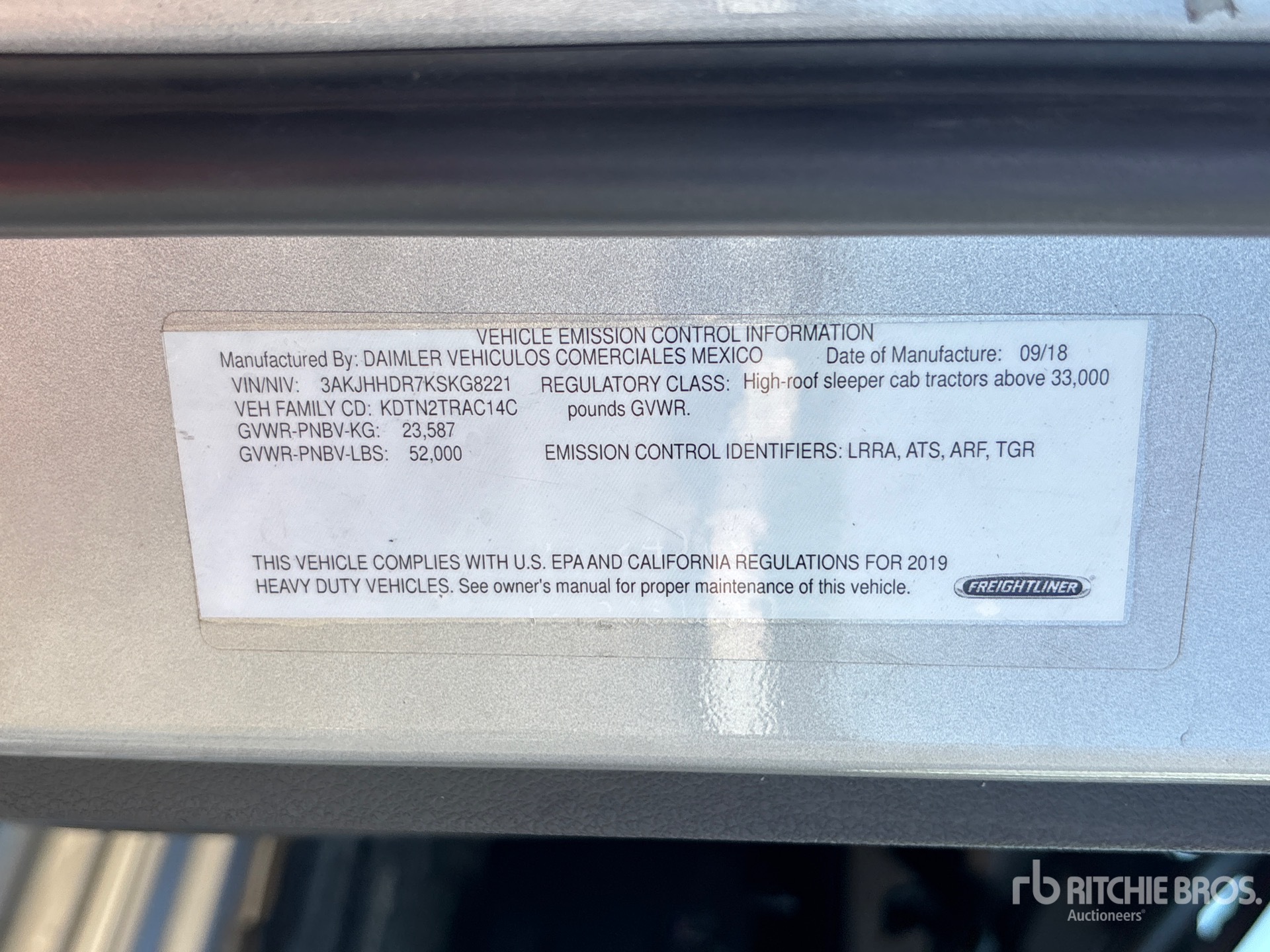 General Appearance with Serial Number / VIN