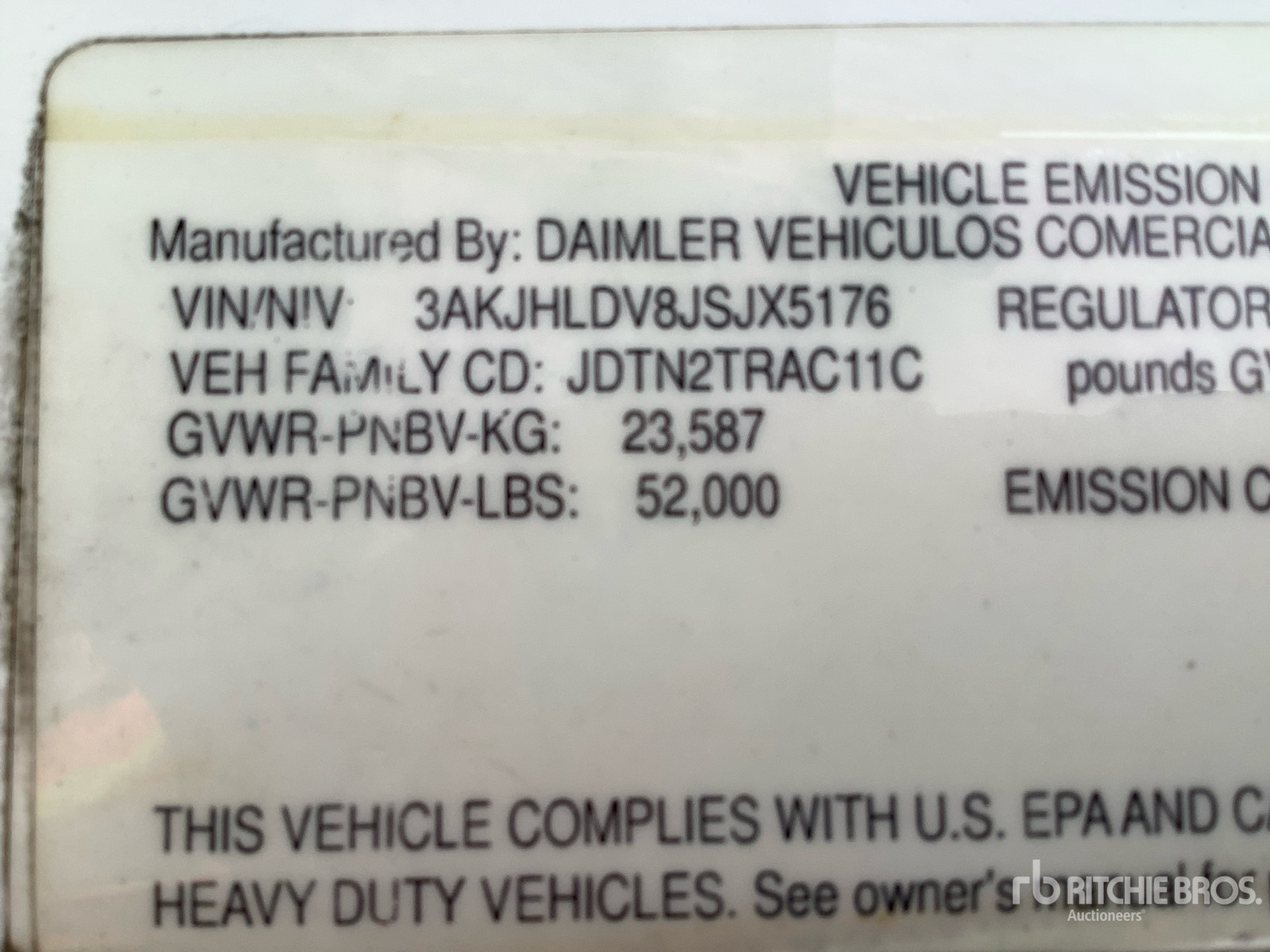 General Appearance with Serial Number / VIN