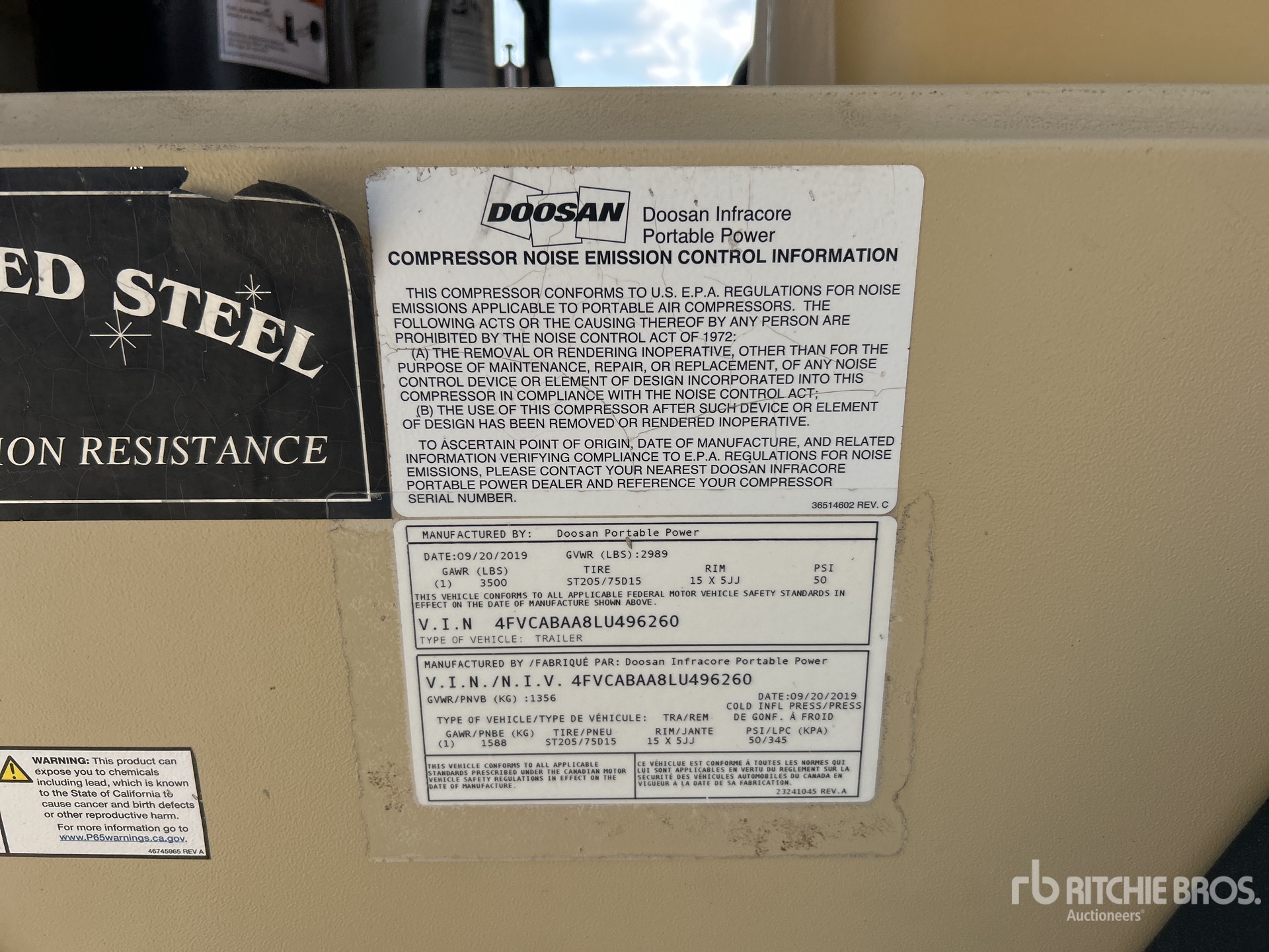 General Appearance with Serial Number / VIN