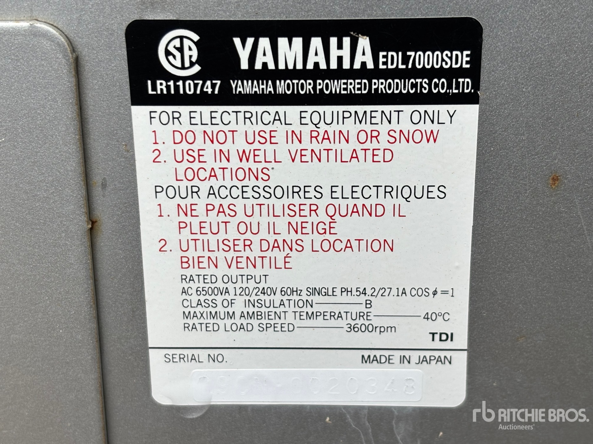 General Appearance with Serial Number / VIN
