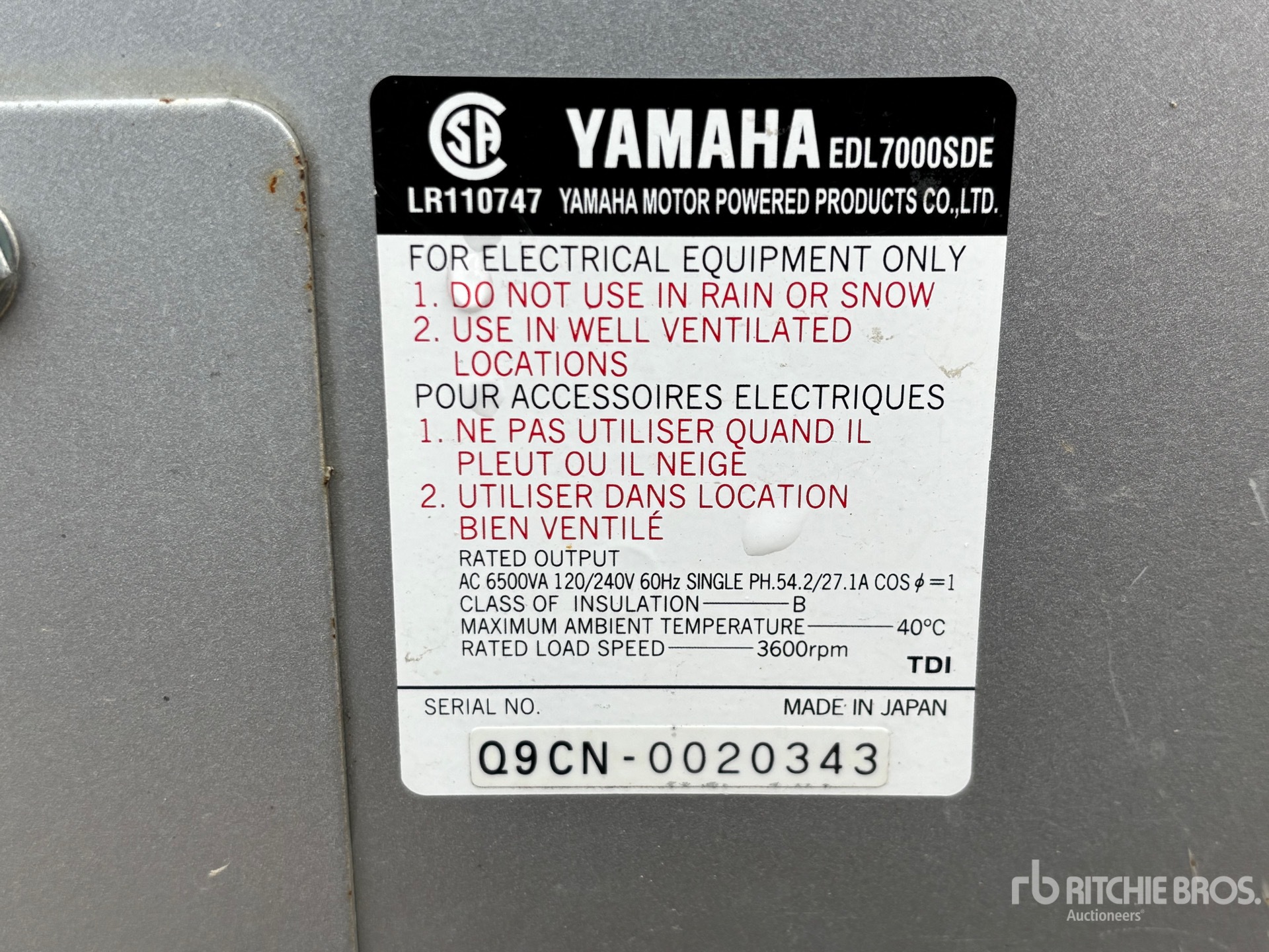 General Appearance with Serial Number / VIN