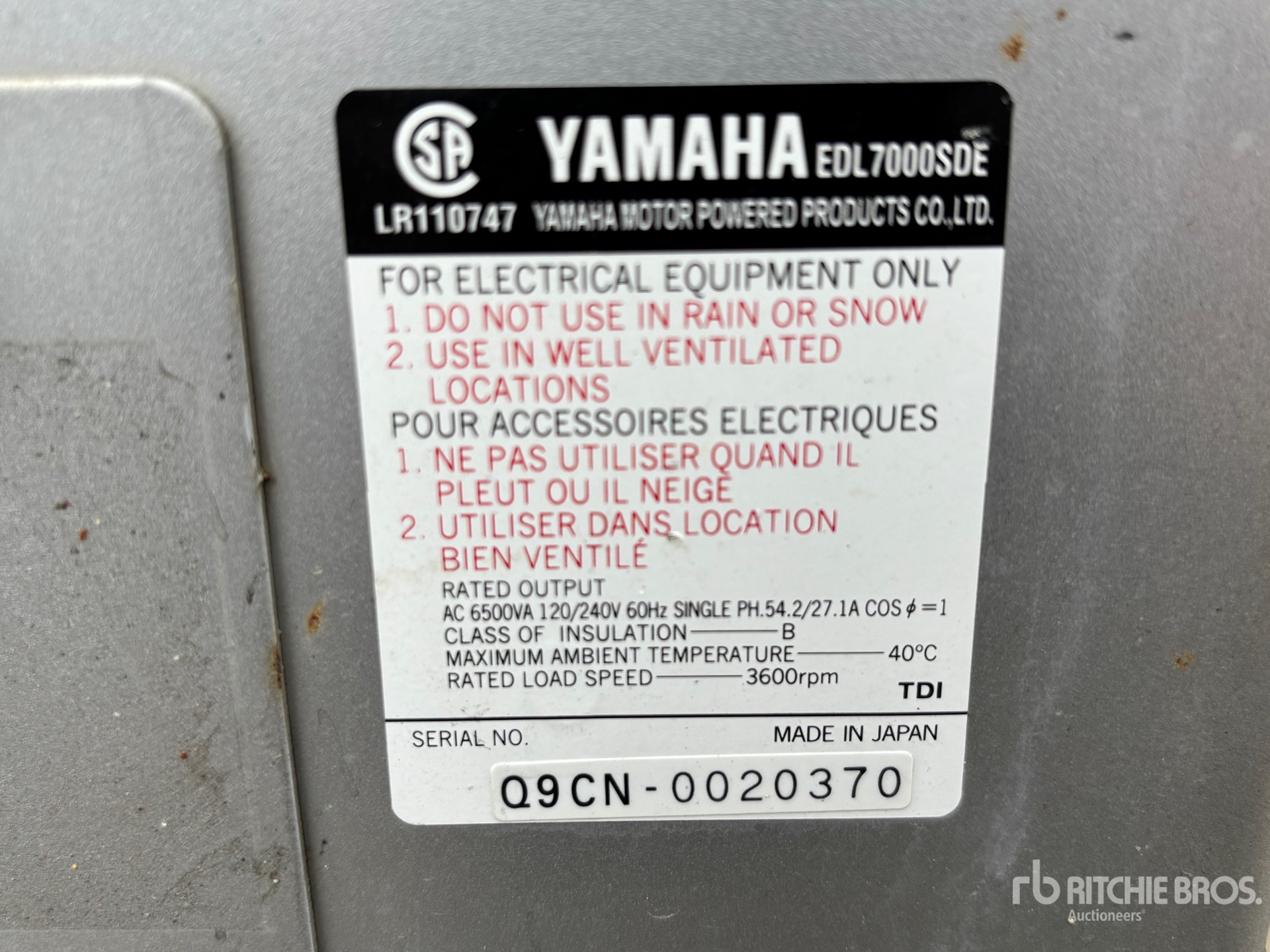 General Appearance with Serial Number / VIN