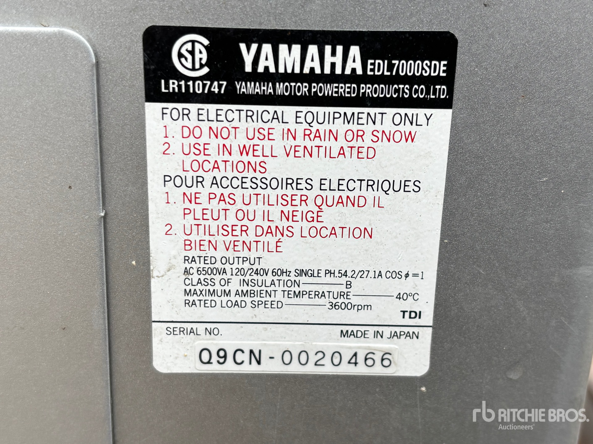 General Appearance with Serial Number / VIN