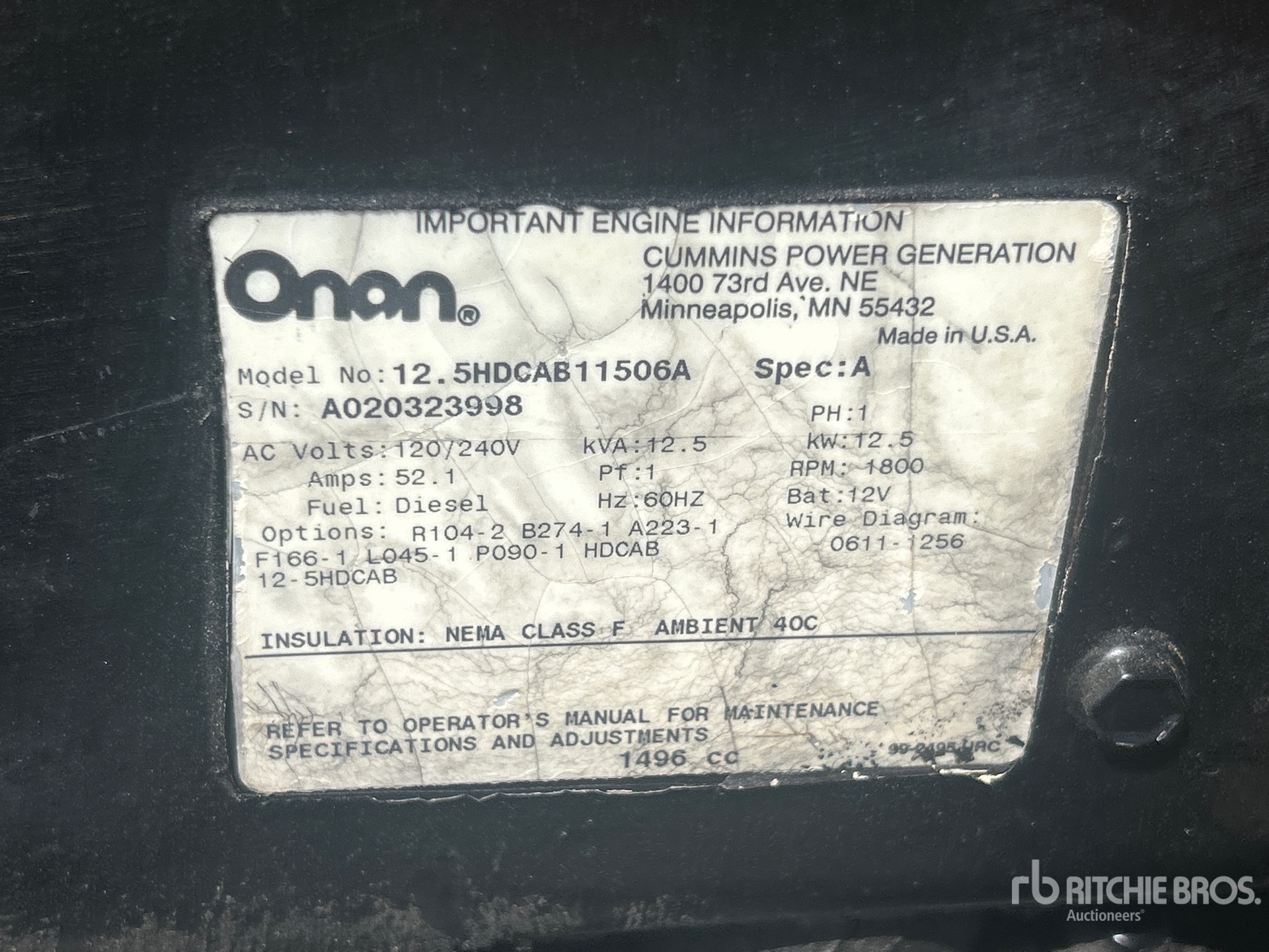 General Appearance with Serial Number / VIN