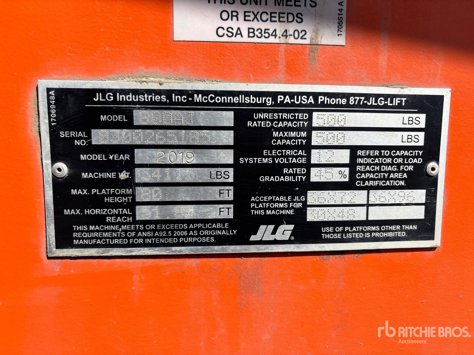 General Appearance with Serial Number / VIN
