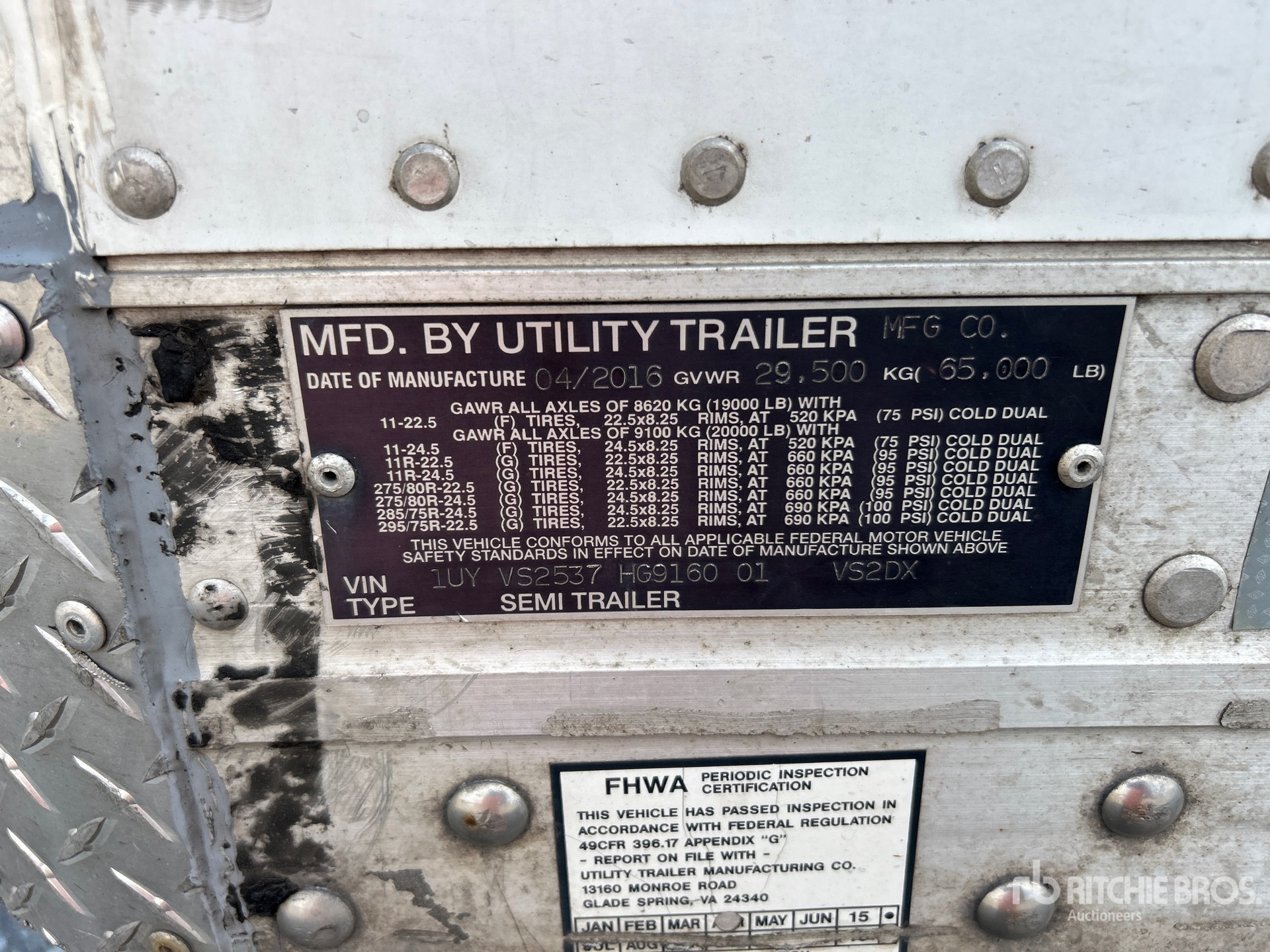 General Appearance with Serial Number / VIN