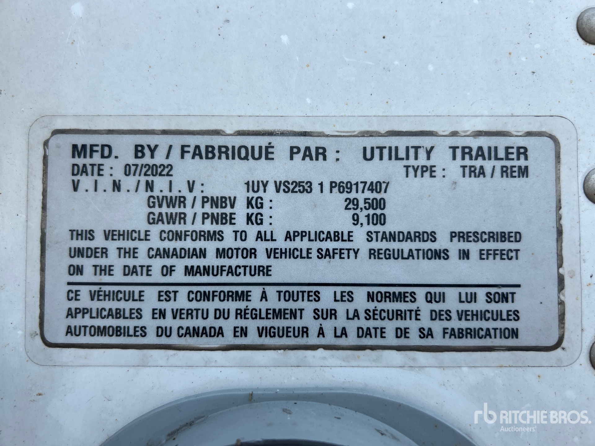 General Appearance with Serial Number / VIN