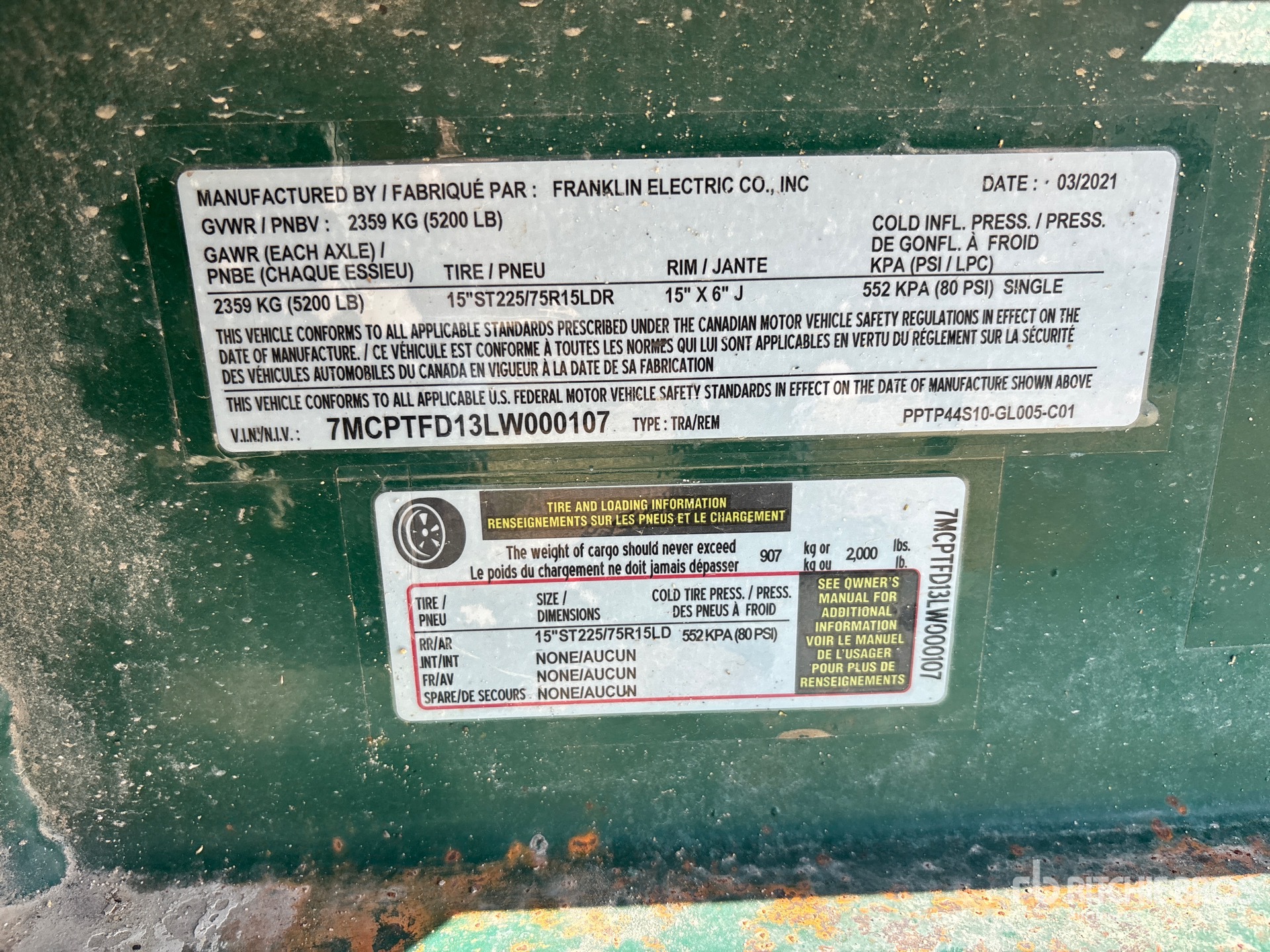 General Appearance with Serial Number / VIN