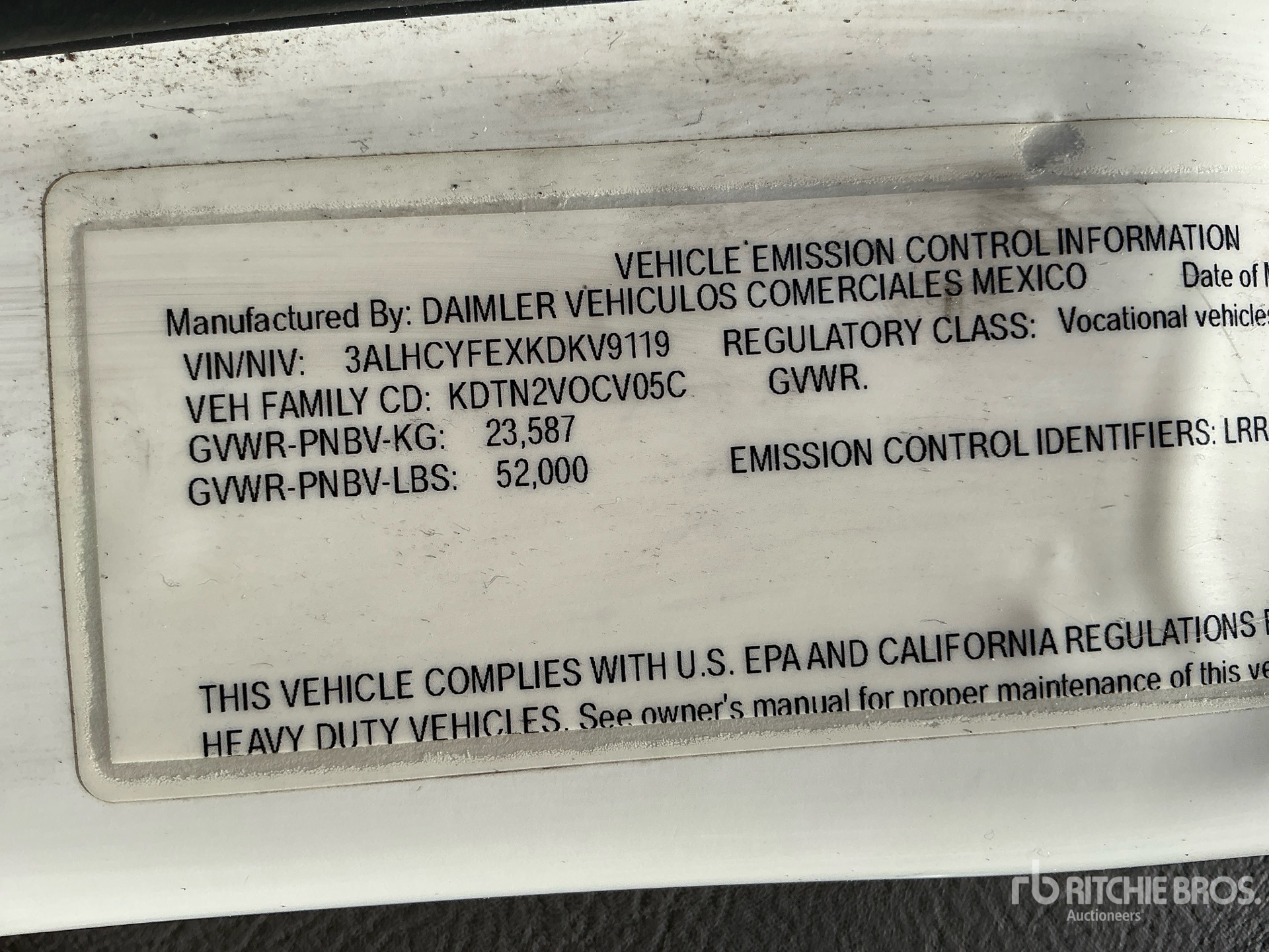 General Appearance with Serial Number / VIN