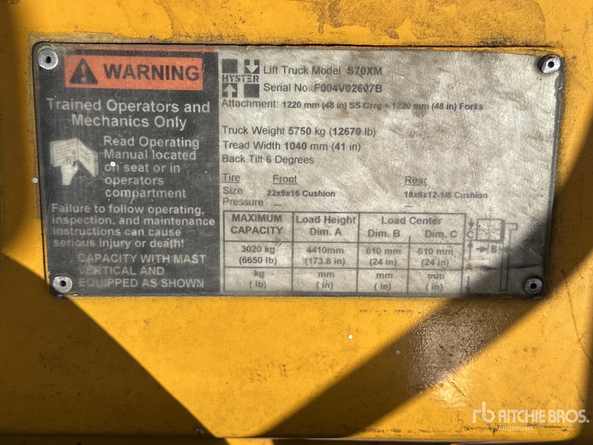 General Appearance with Serial Number / VIN