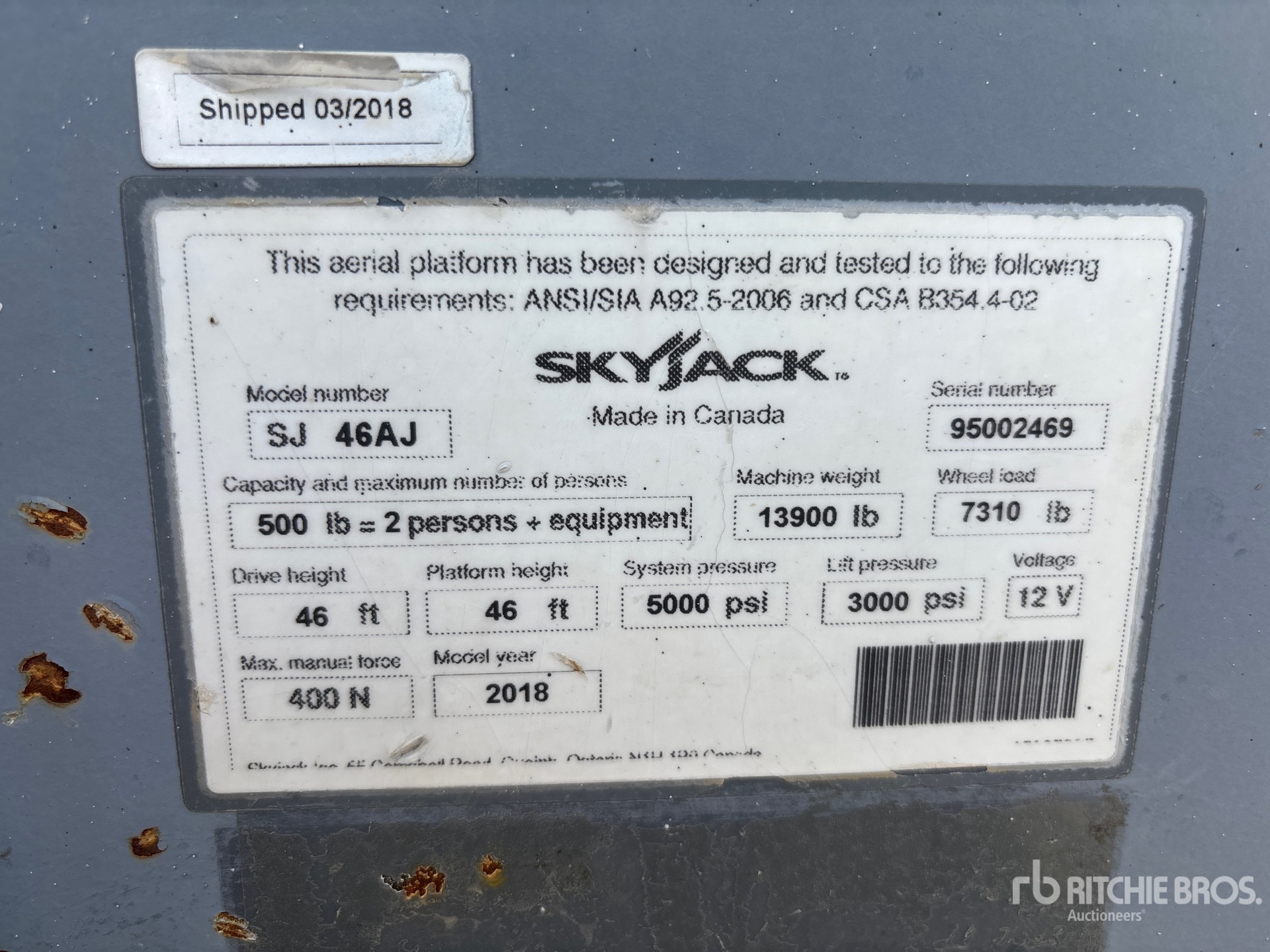General Appearance with Serial Number / VIN