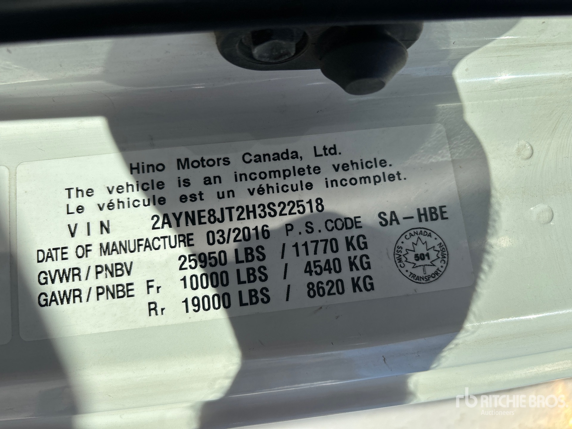 General Appearance with Serial Number / VIN