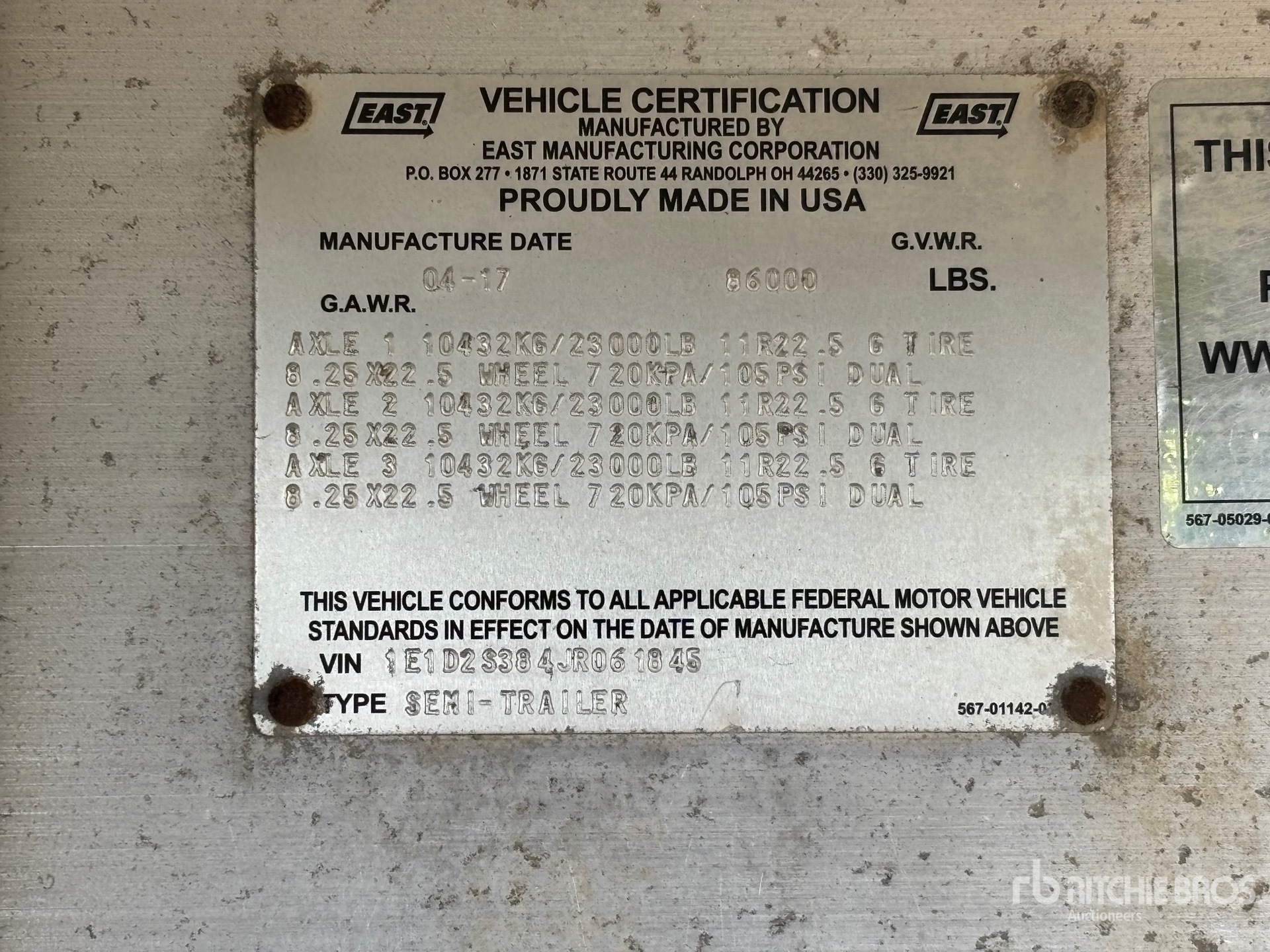 General Appearance with Serial Number / VIN