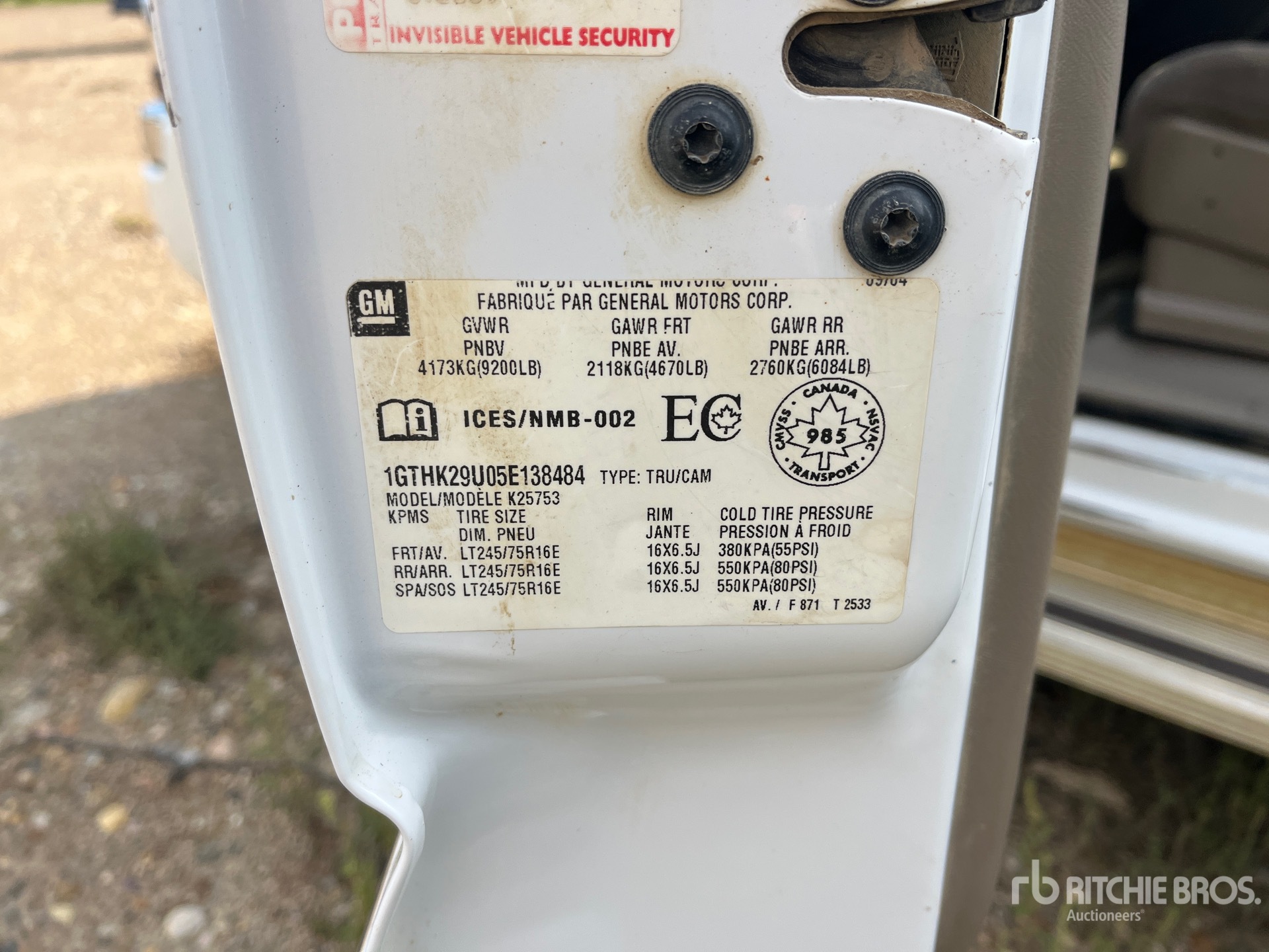 General Appearance with Serial Number / VIN