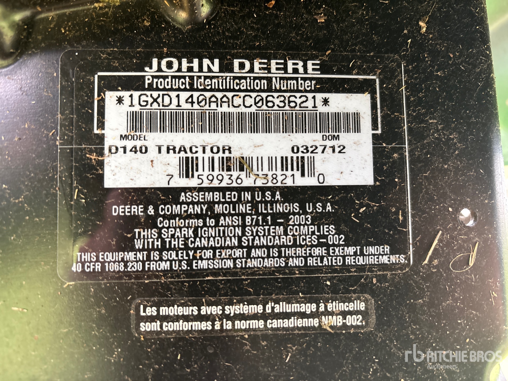 General Appearance with Serial Number / VIN