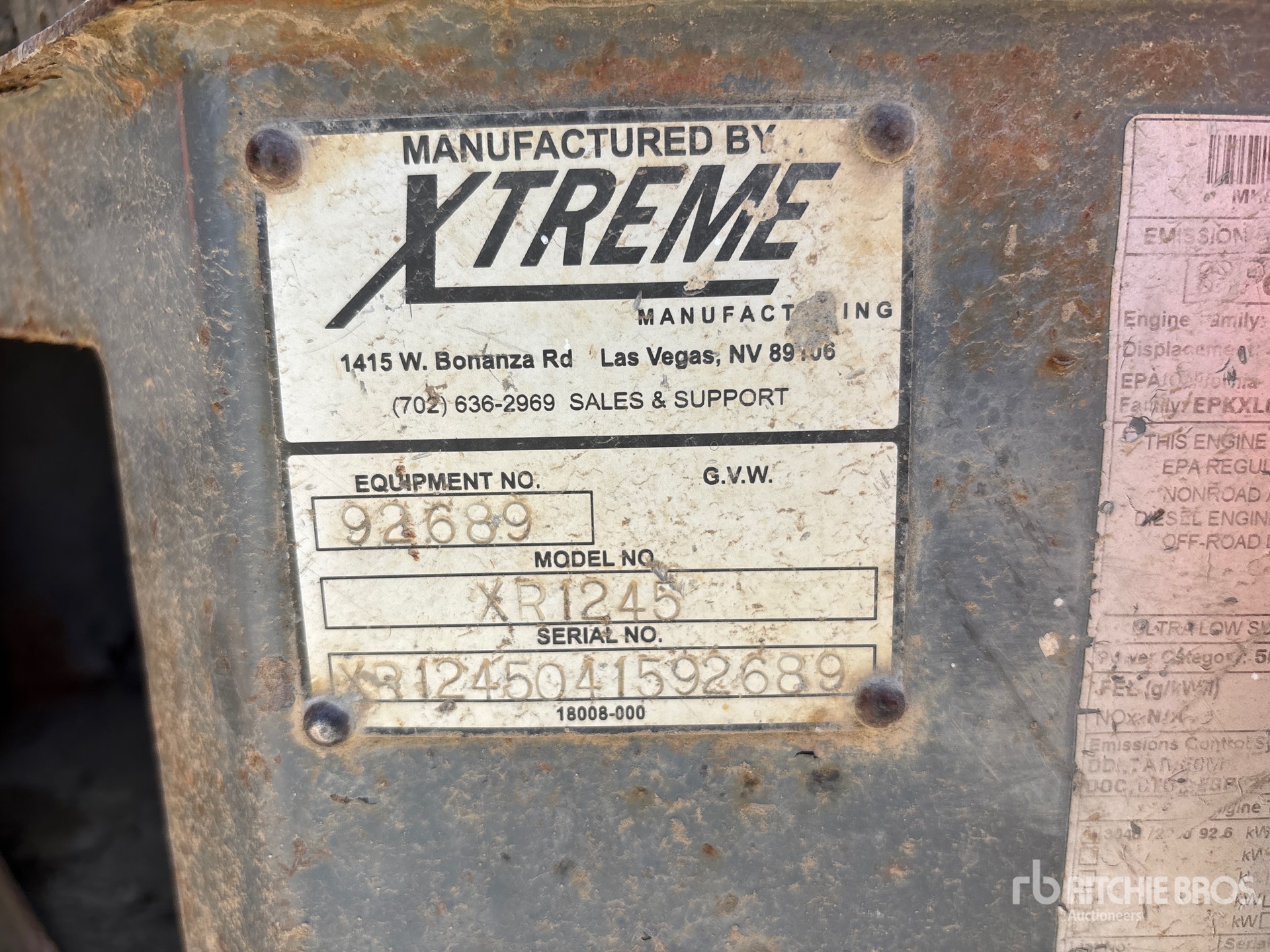 General Appearance with Serial Number / VIN