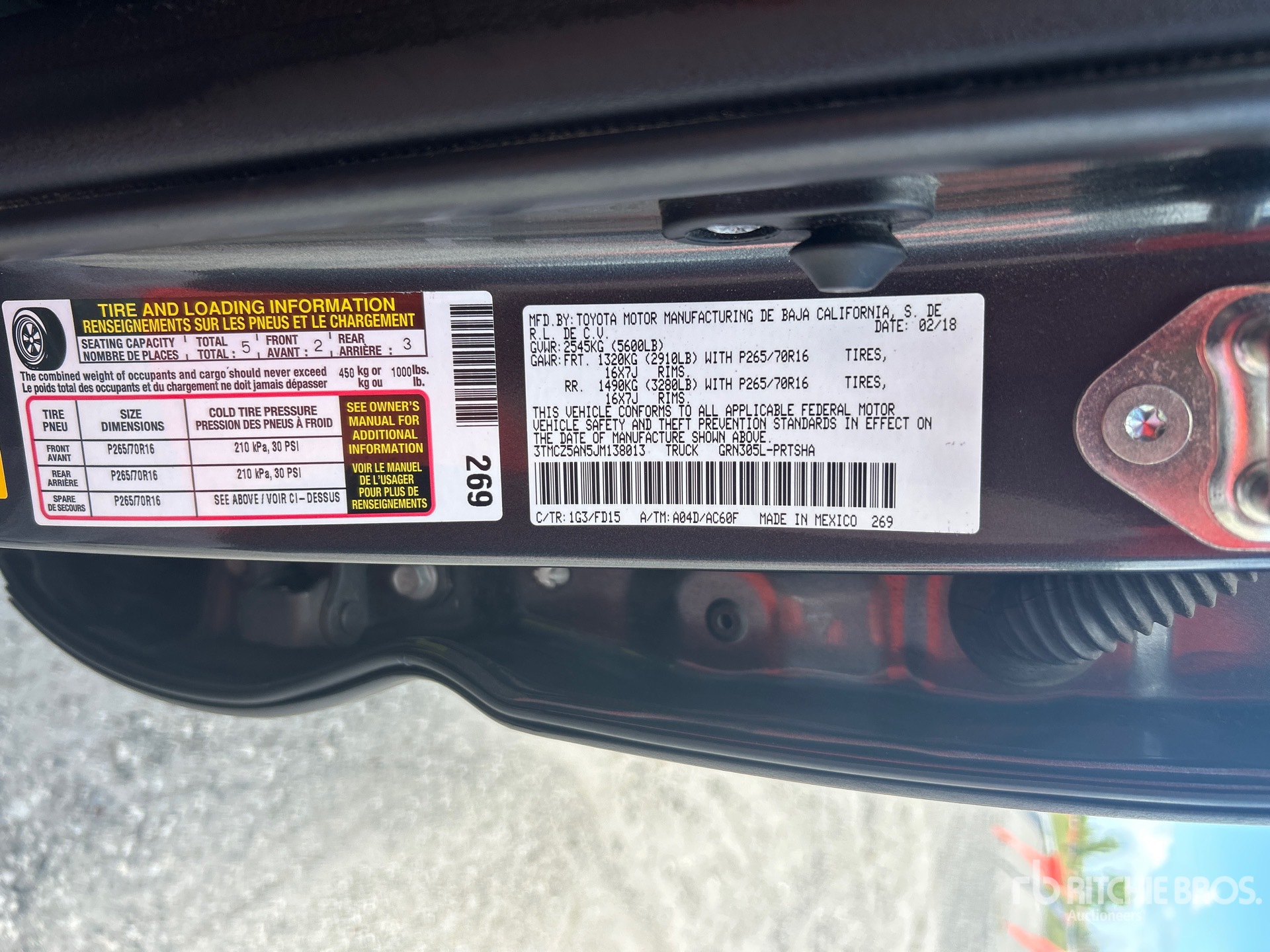 General Appearance with Serial Number / VIN