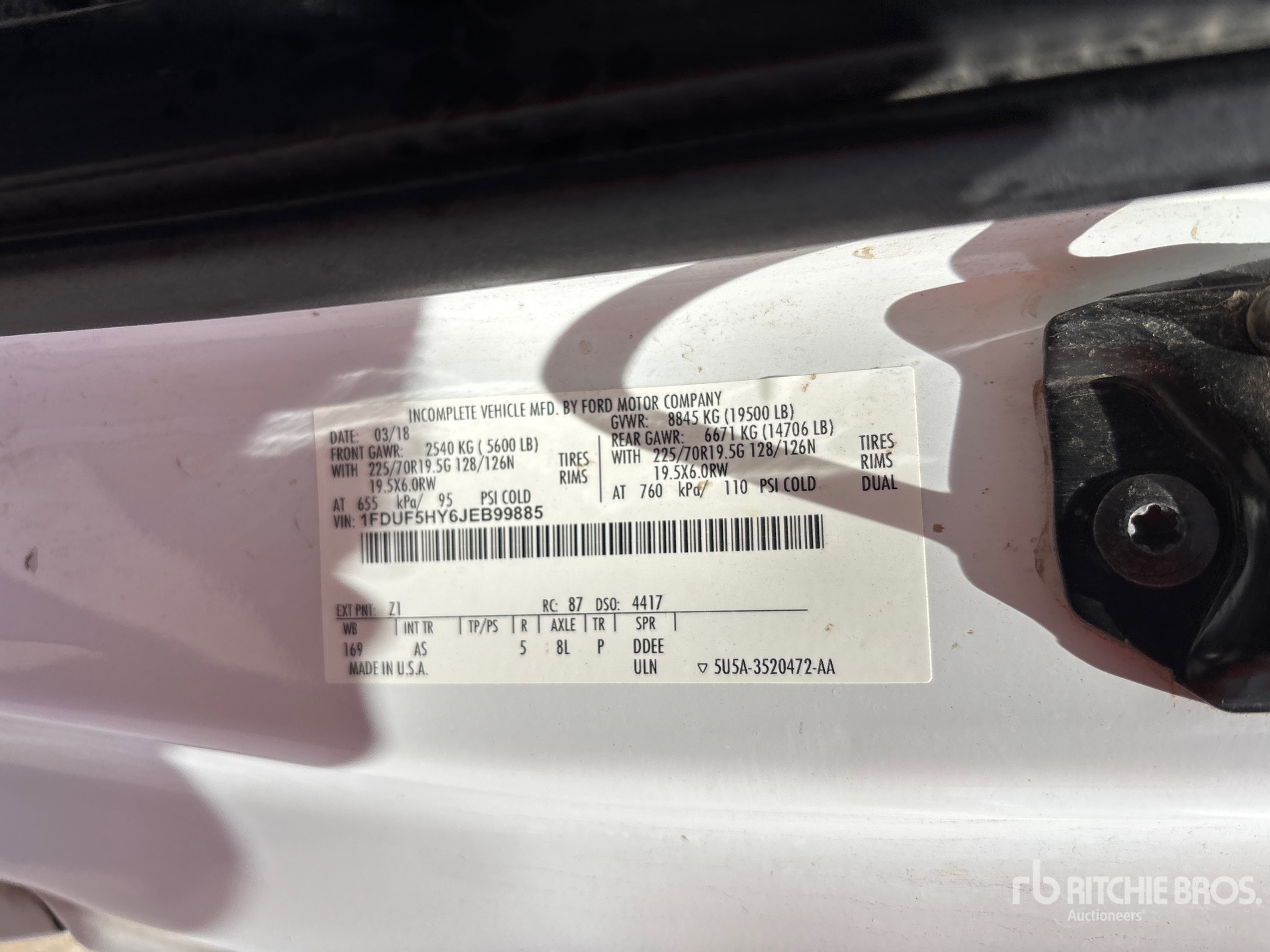 General Appearance with Serial Number / VIN